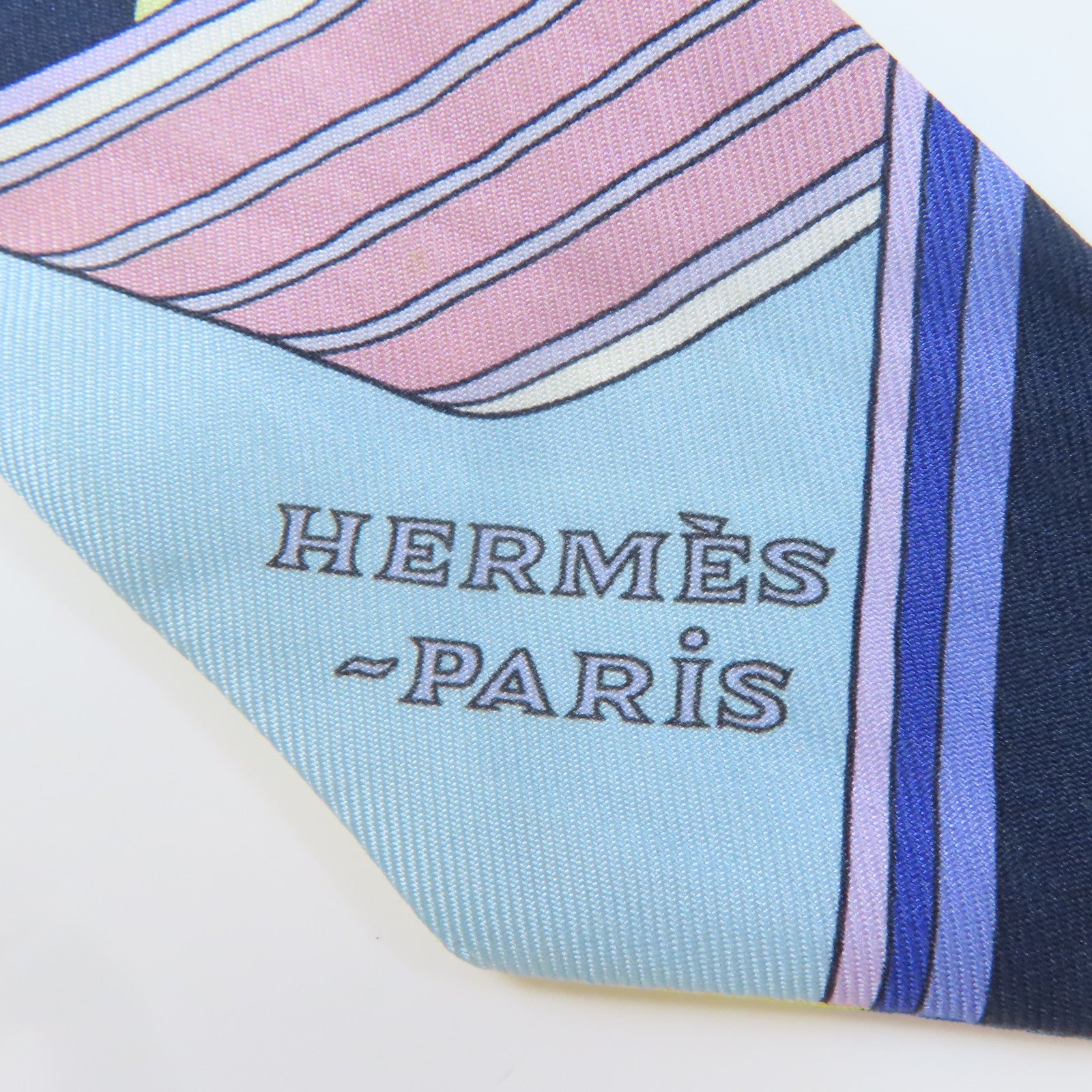 HERMES 絲質Twilly絲巾藍色/紫色