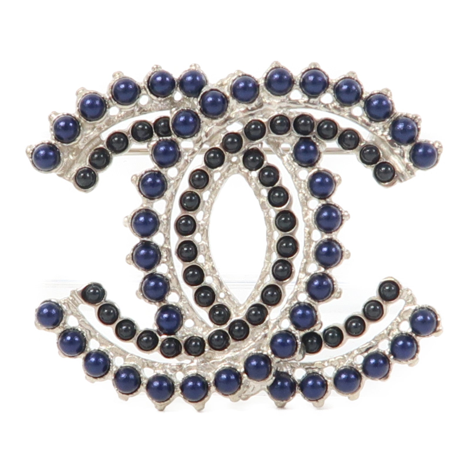 CHANEL 金屬Brooch胸針藍色/黑色