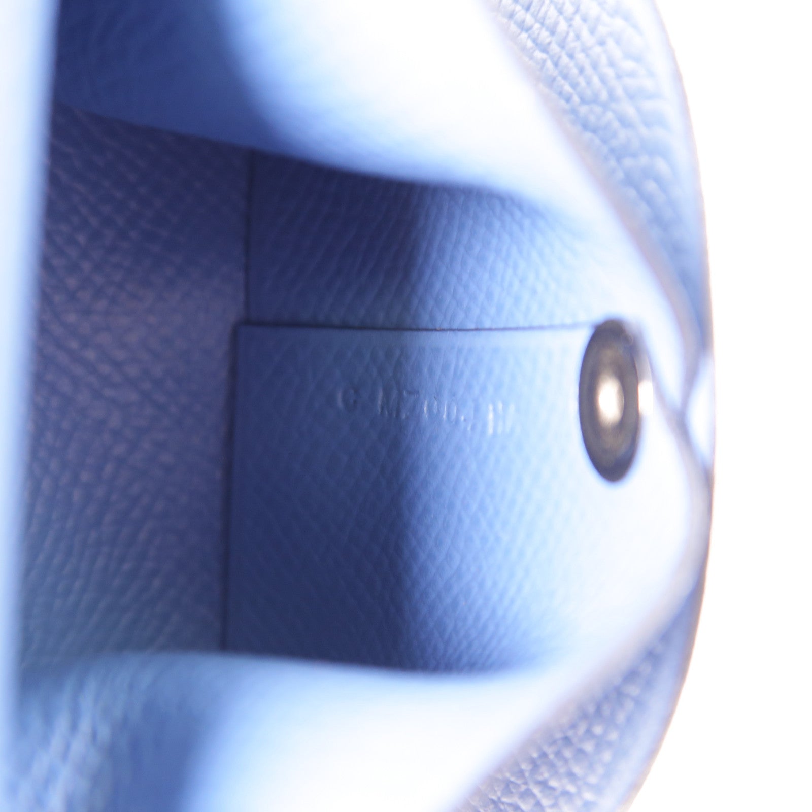 HERMES Epsom皮革Bastia銀扣零錢包7R Bleu Azur