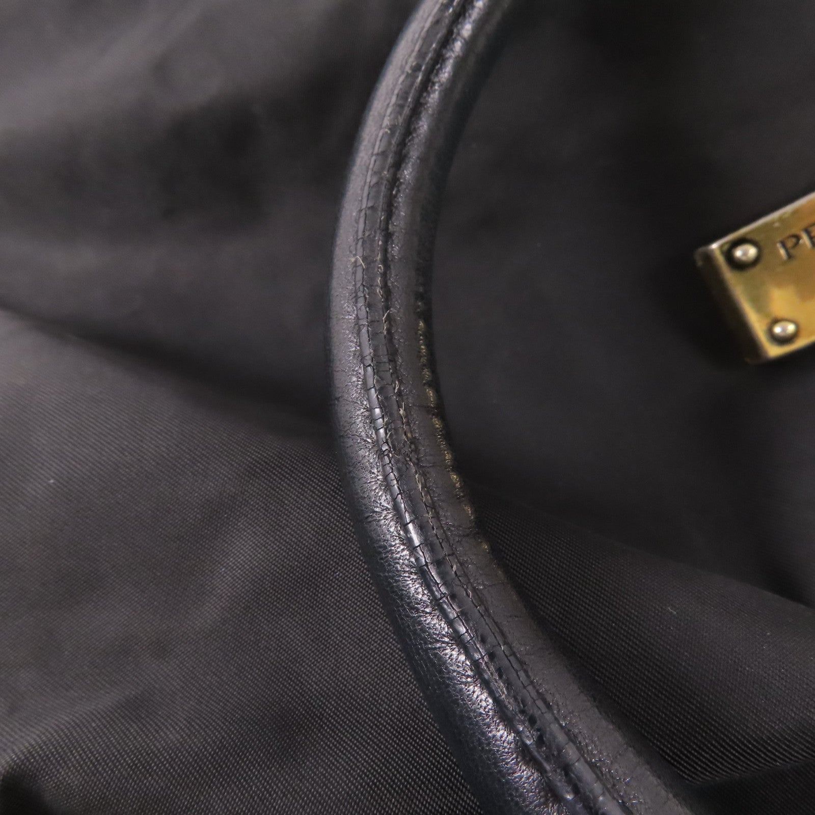 PRADA GHW 2 Way Shoulder Bag BN1791 Nylon/Lambskin Leather Black