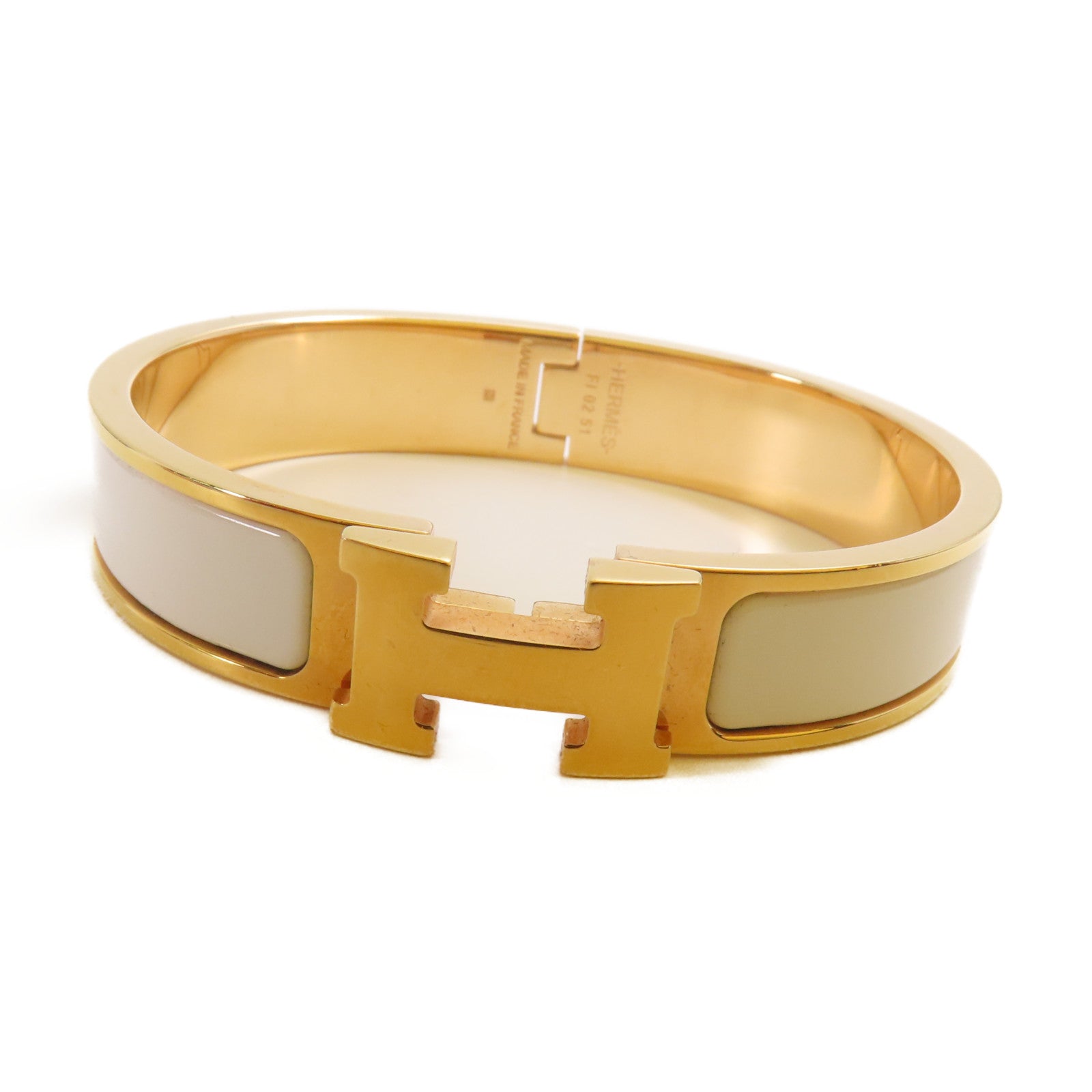 HERMES Clic H Bracelet Metal/Enamel Blanc