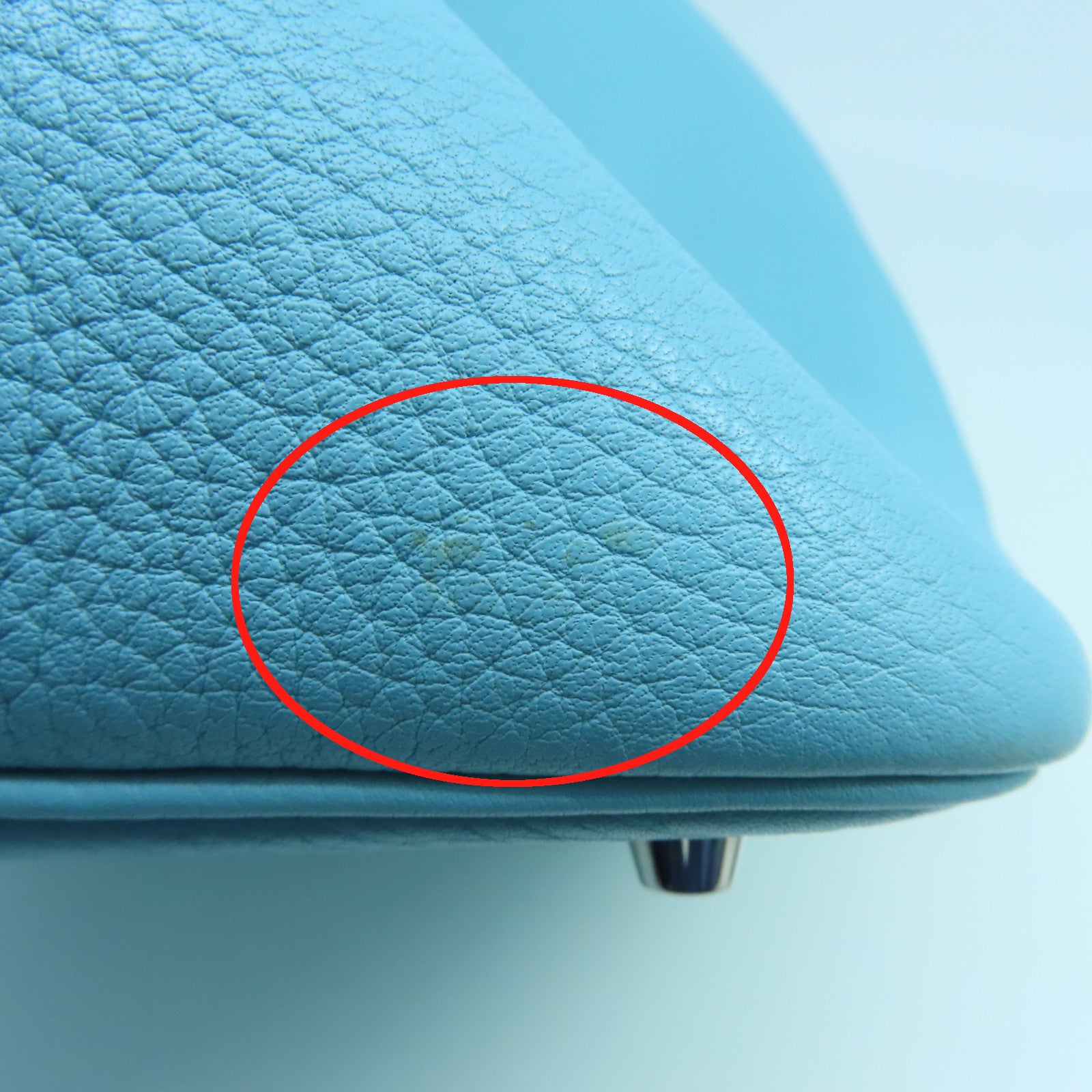 HERMES Clemence Leather Picotin Lock MM Silver Buckle Handle Bag Tiffany Blue