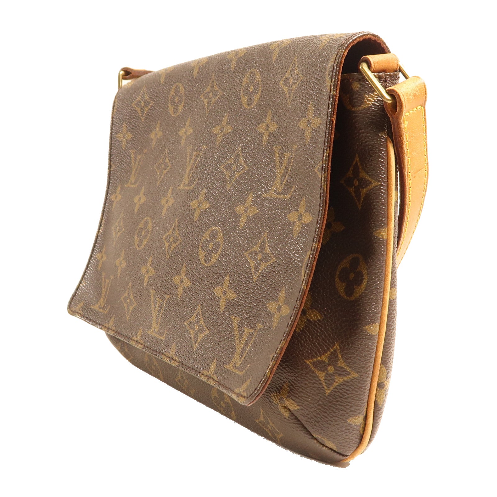 LOUIS VUITTON Monogram Musette Tango Long Shoulder金扣肩背袋棕色