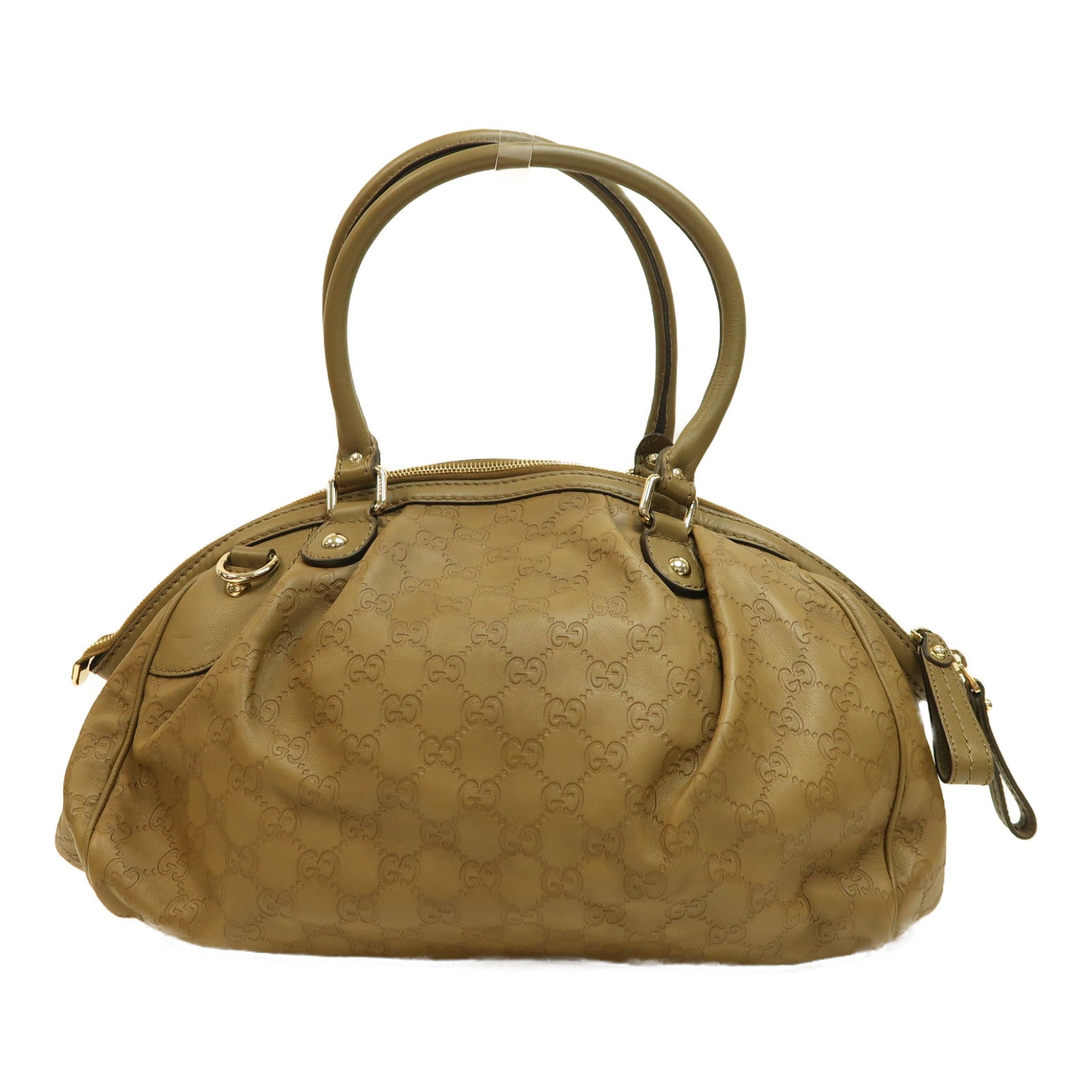 GUCCI 牛皮皮革Shoulder Bag金扣手挽肩背兩用袋啡色
