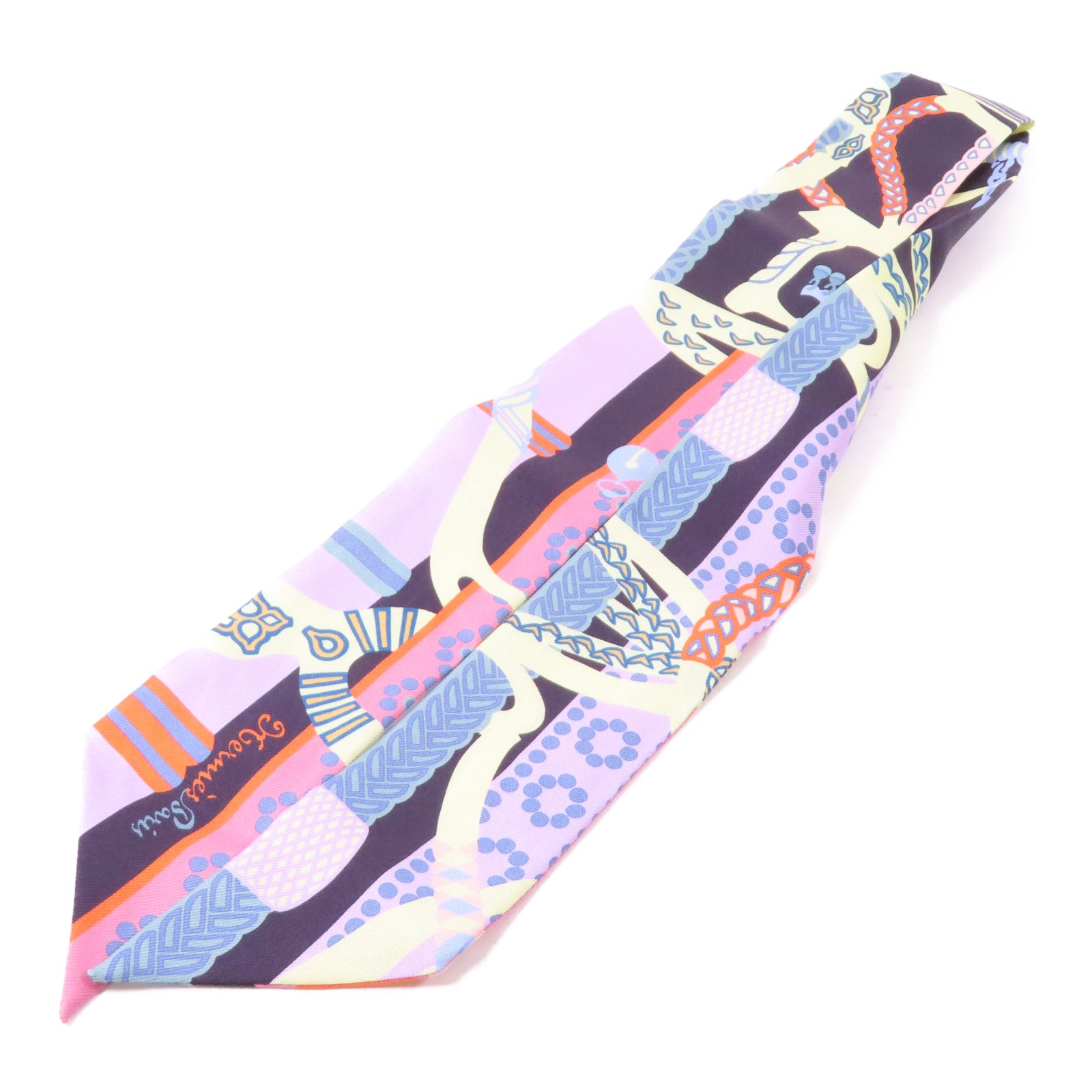 HERMES 絲質Twilly絲巾紫色/彩色