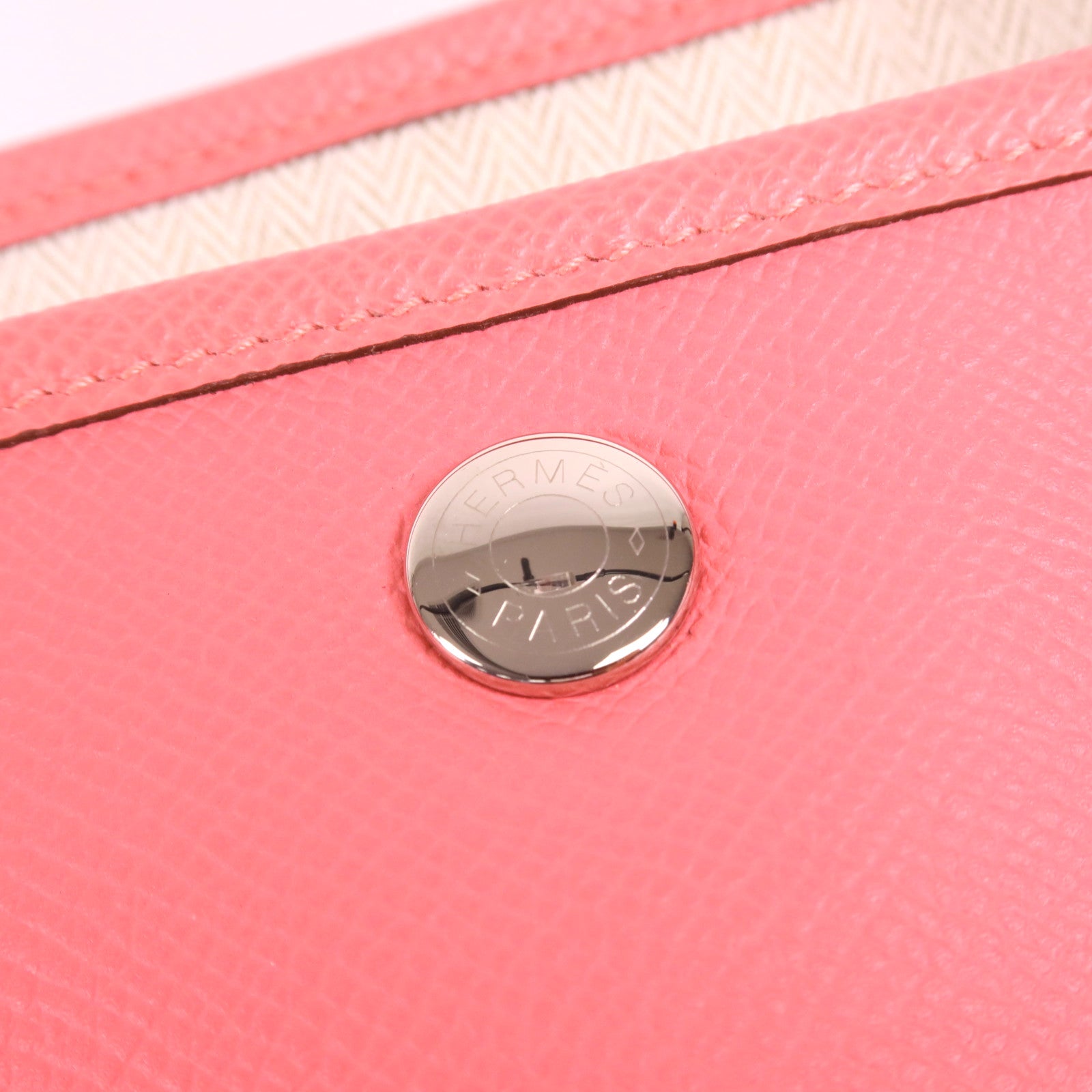 HERMES Epsom皮革Garden Party PM銀扣手挽袋Rose Azalee