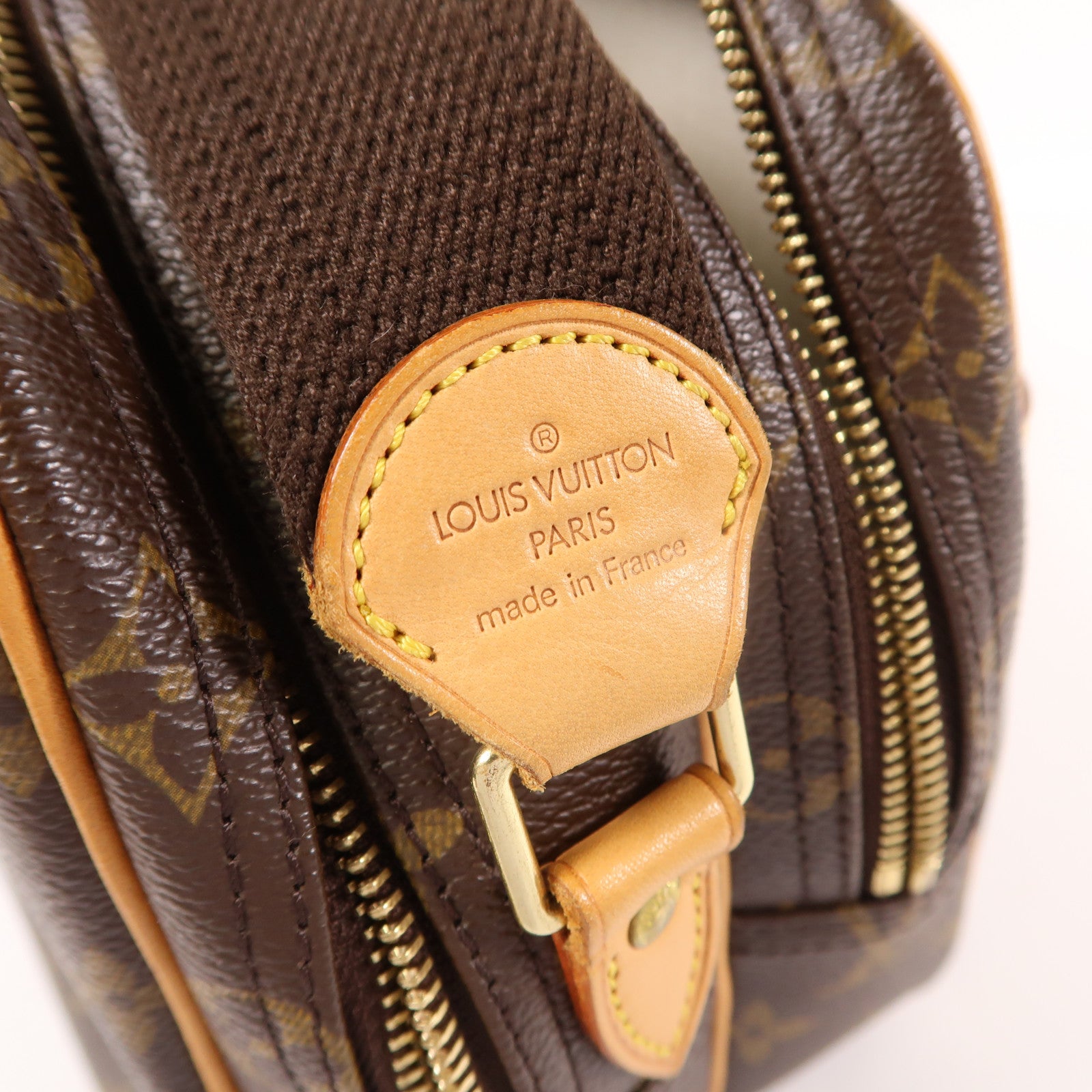 LOUIS VUITTON Monogram Reporter PM金扣肩背袋棕色