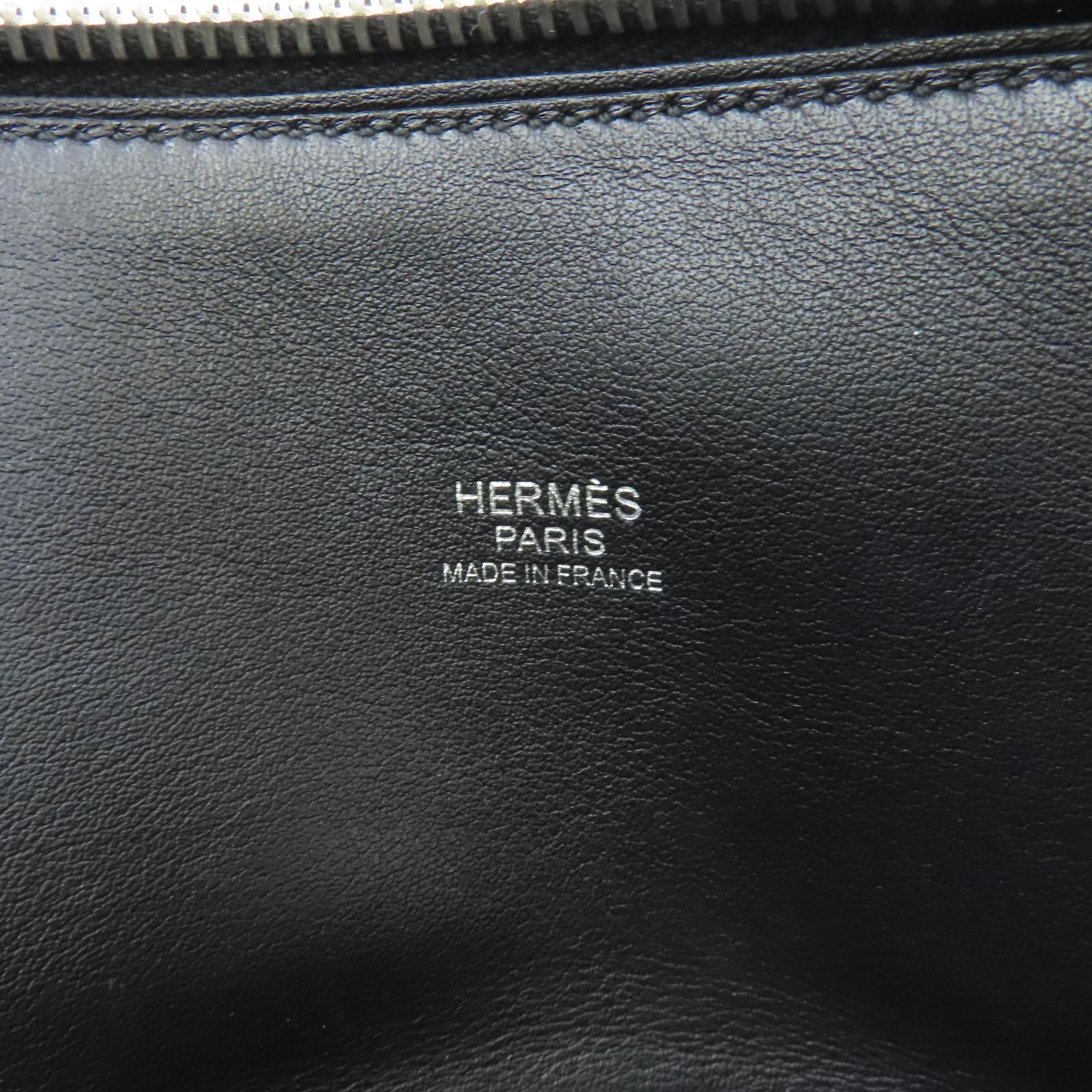 HERMES Swift皮革Bolide 27銀扣手挽肩背兩用袋Noir/黑色