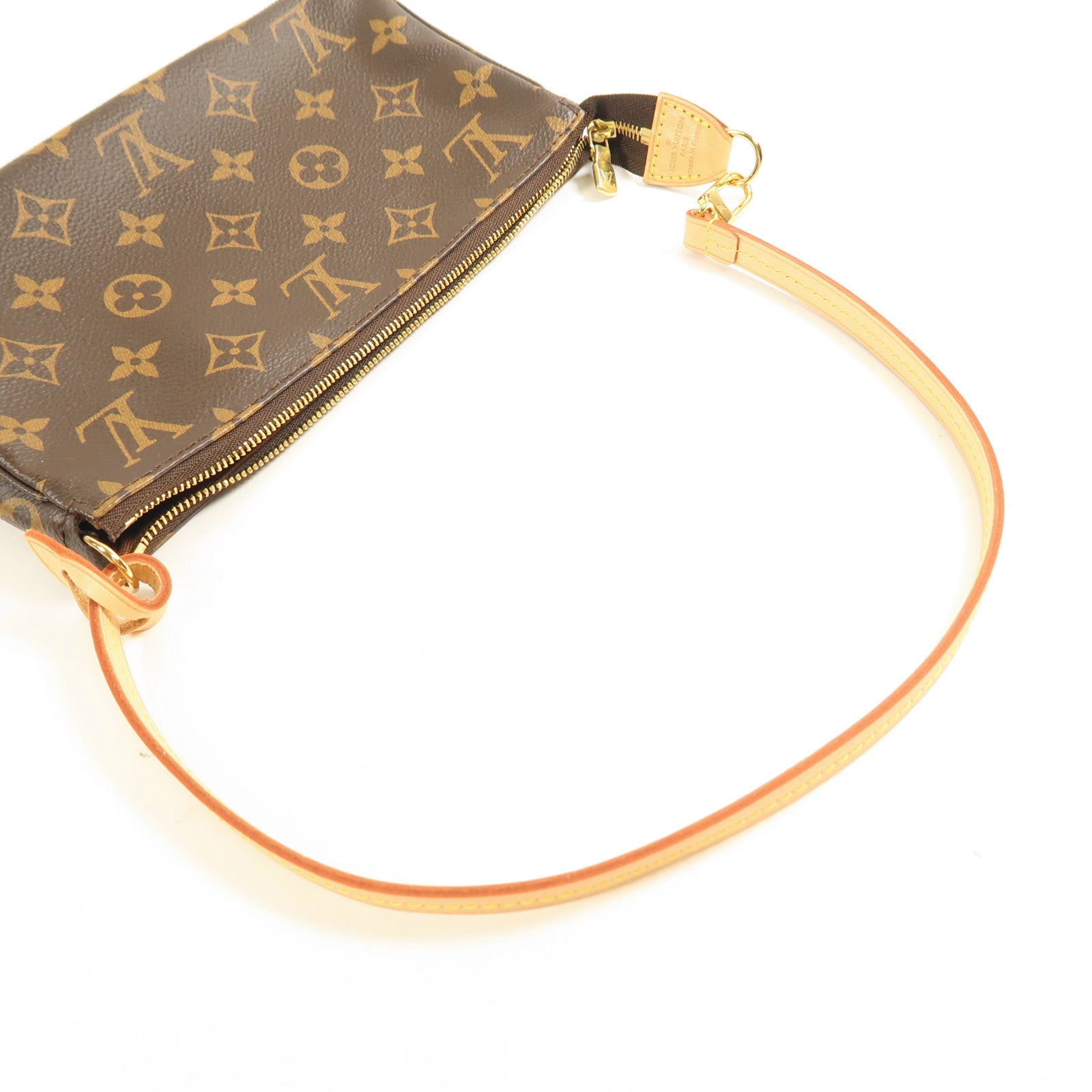 LOUIS VUITTON Monogram Pochette Accessoires金扣手拿包棕色