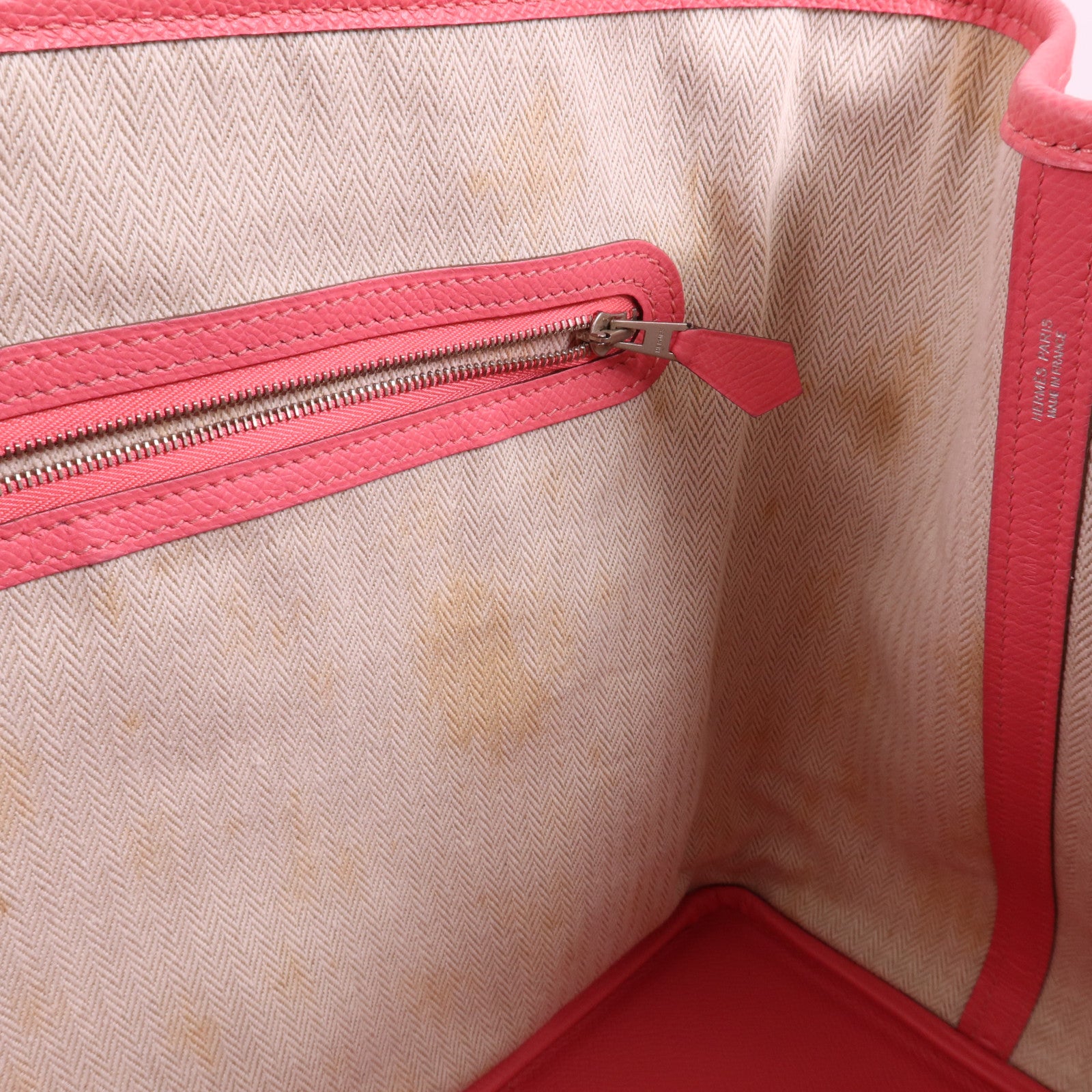 HERMES Epsom皮革Garden Party PM銀扣手挽袋Rose Azalee