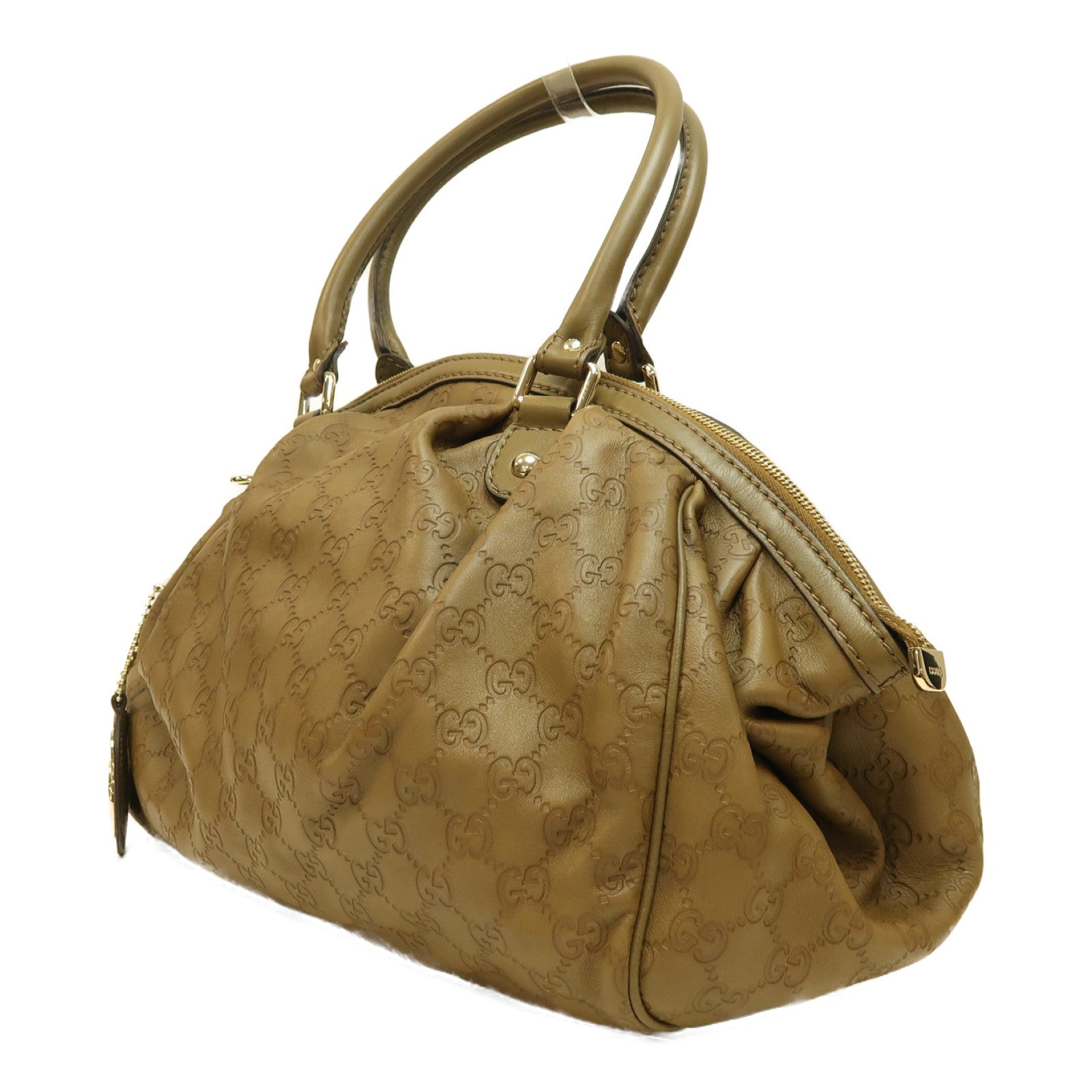 GUCCI 牛皮皮革Shoulder Bag金扣手挽肩背兩用袋啡色