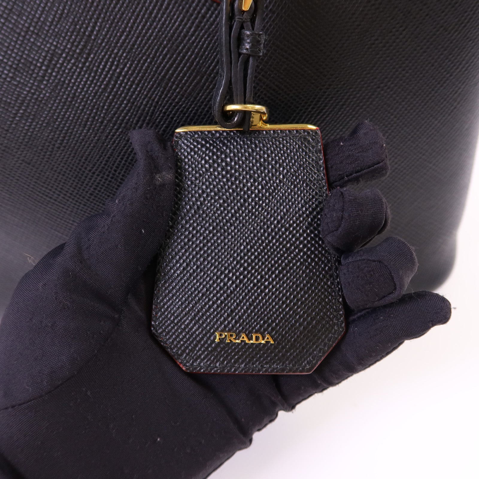 PRADA 牛皮皮革Double Saffiano金扣手挽肩背兩用袋