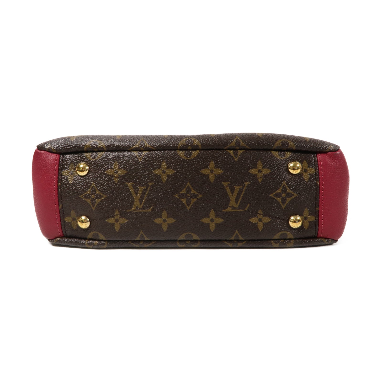 LOUIS VUITTON Monogram Pallas BB金扣手挽肩背兩用袋啡色/紅色