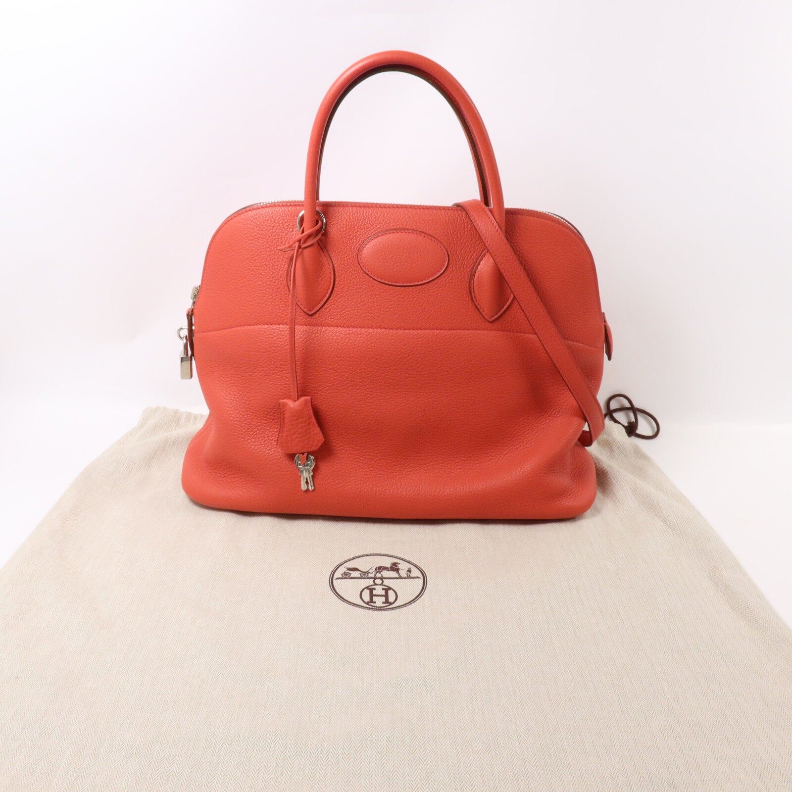 HERMES Togo皮革Bolide 35手挽肩背兩用袋Vermillon