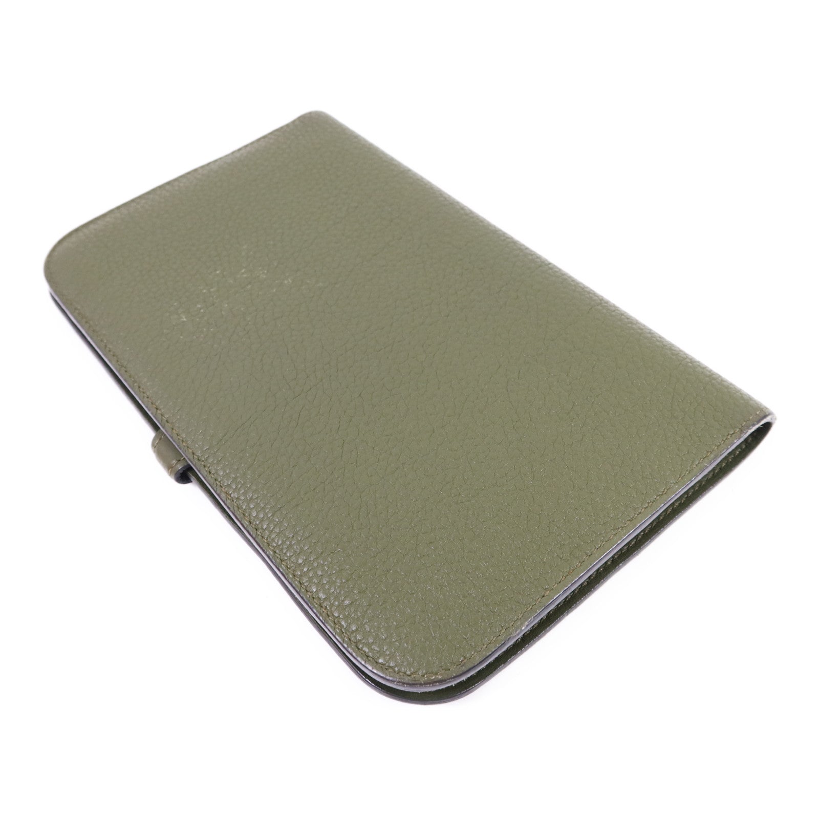 HERMES Togo皮革Dogon GM銀扣長錢包Vert Olive