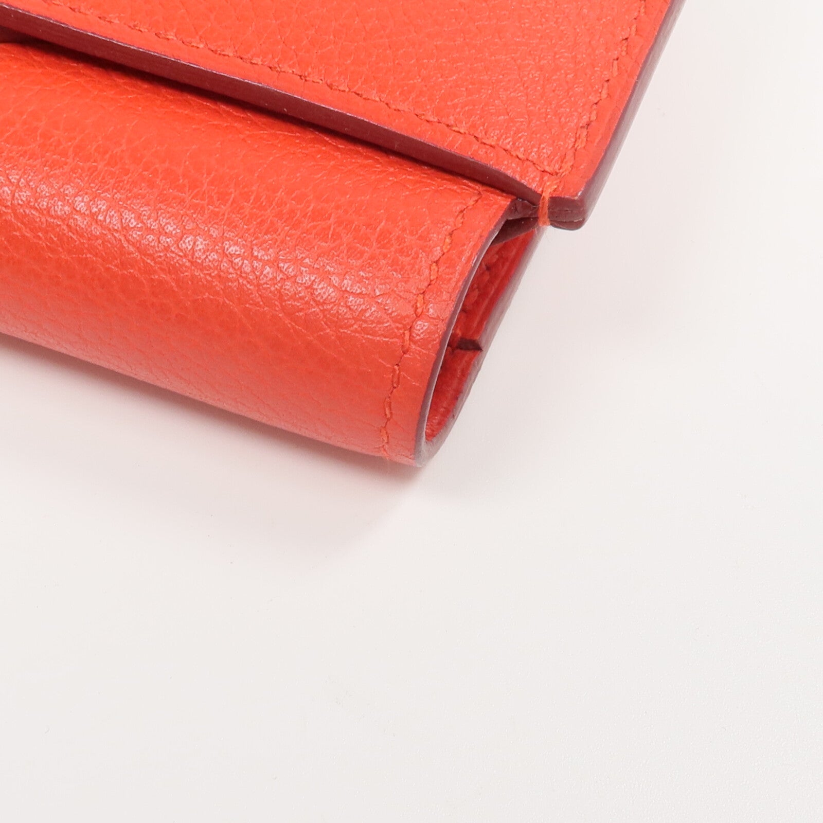HERMES Evercolor皮革H Passant Compact Wallet錢包Rouge Tomate