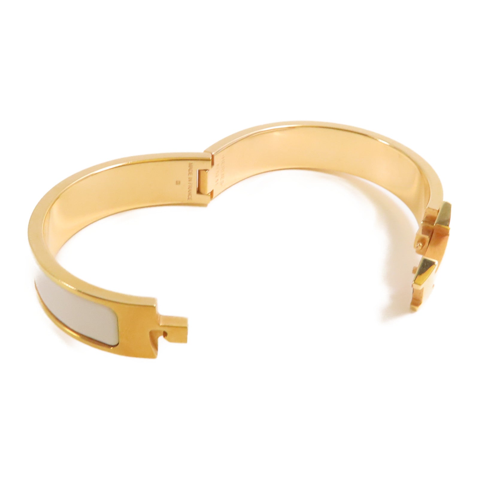 HERMES Clic H Bracelet Metal/Enamel Blanc