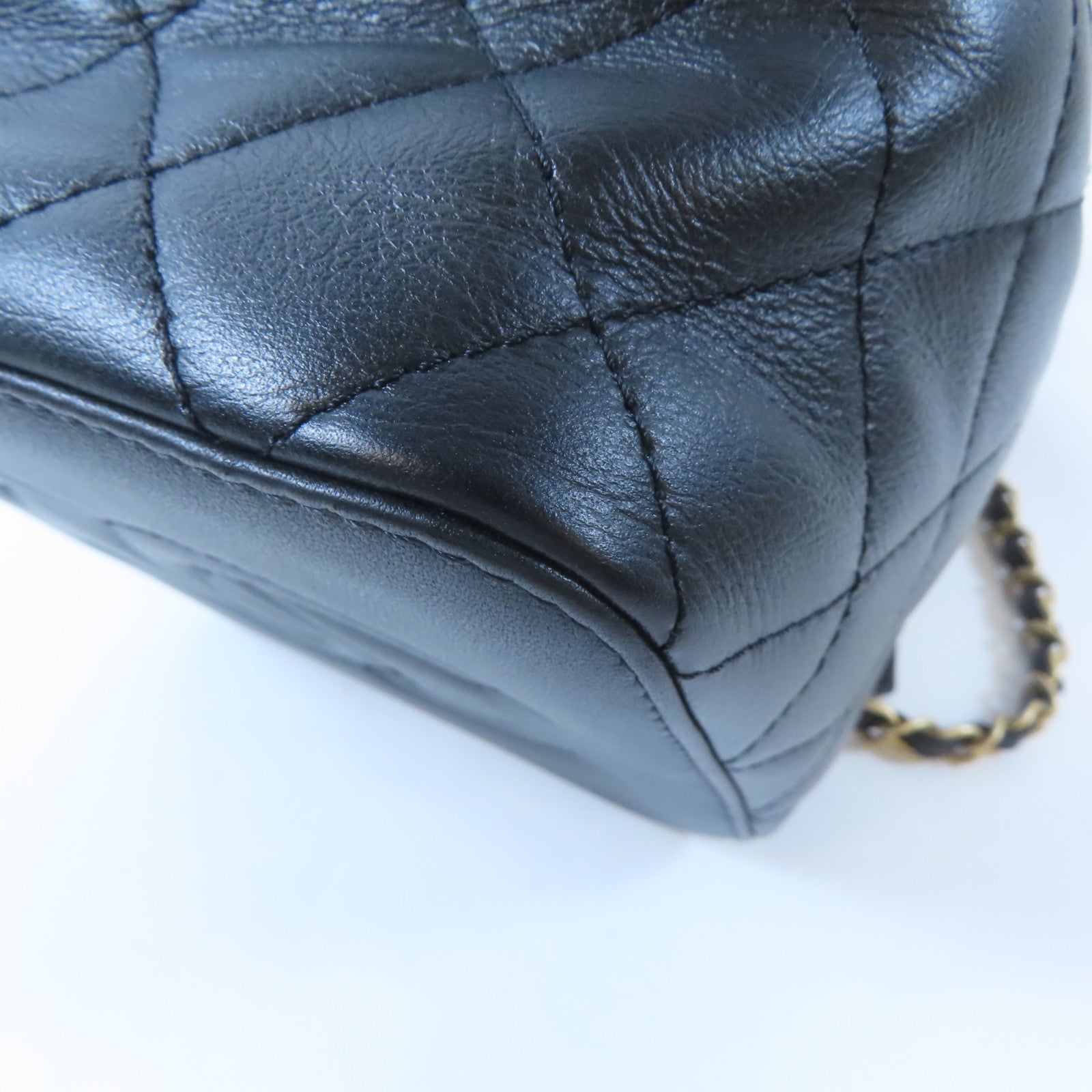 CHANEL 【激減優惠】菱格牛皮皮革Vanity Case金扣手挽肩背兩用袋黑色