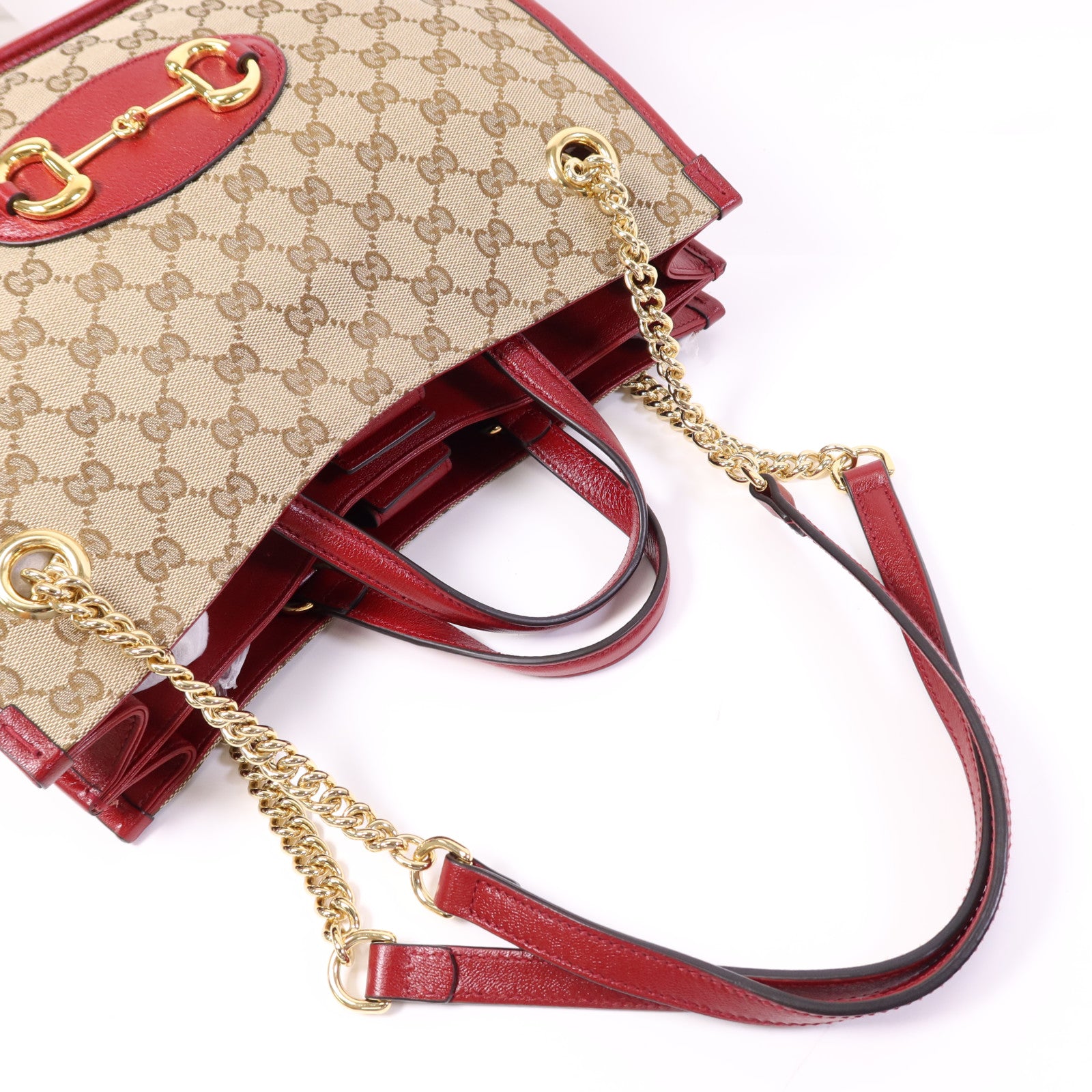 GUCCI 帆布2 Way Shoulder Bag金扣鏈帶手挽肩背兩用袋