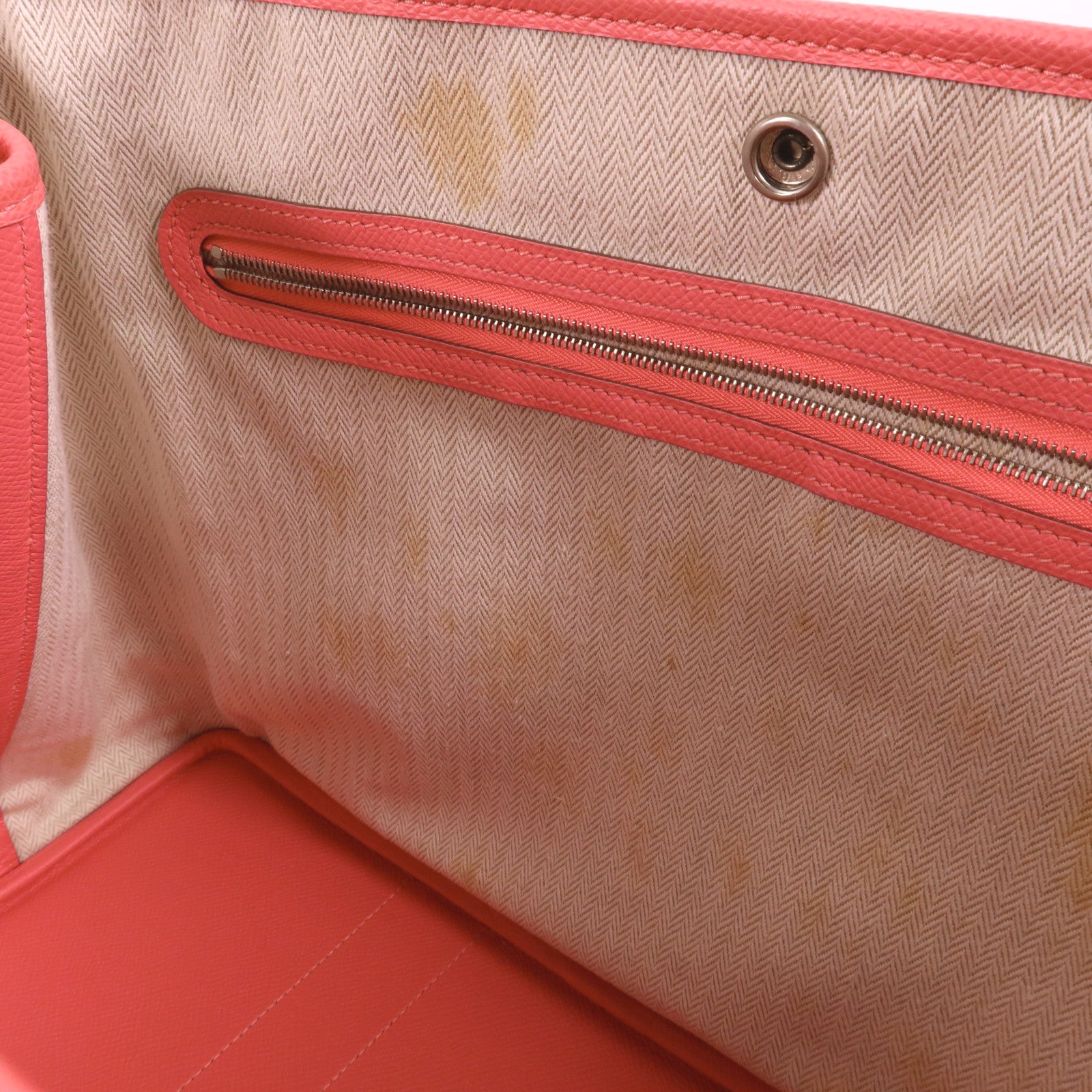 HERMES Epsom皮革Garden Party PM銀扣手挽袋Rose Azalee