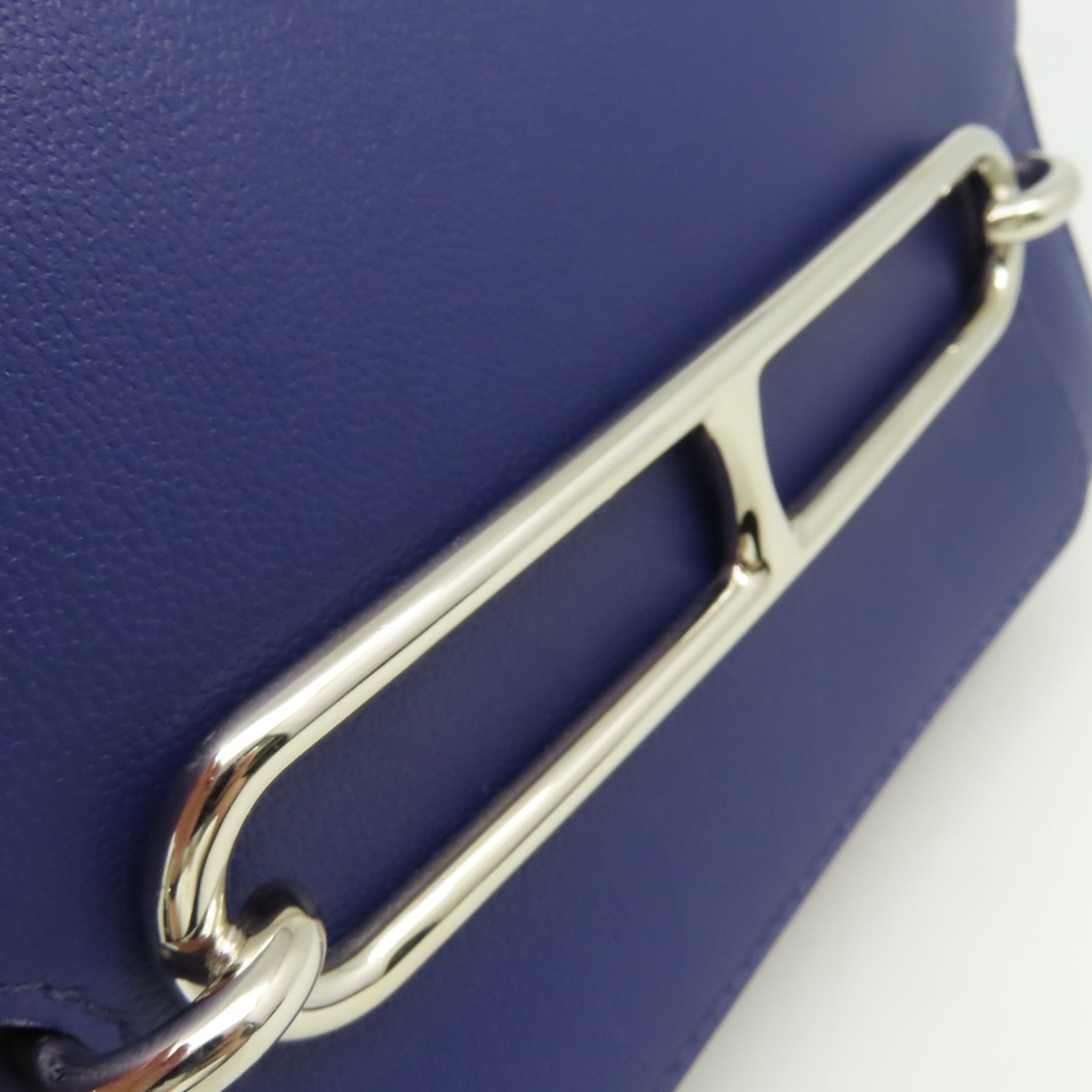 HERMES 【清倉大減價】Evercolor皮革Roulis 23 Shoulder Bag銀扣肩背袋藍色