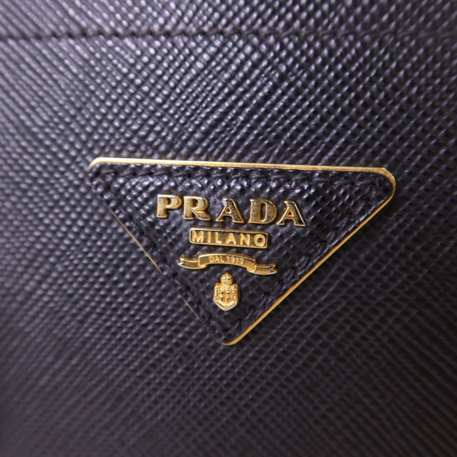 PRADA 牛皮皮革Double Saffiano金扣手挽肩背兩用袋
