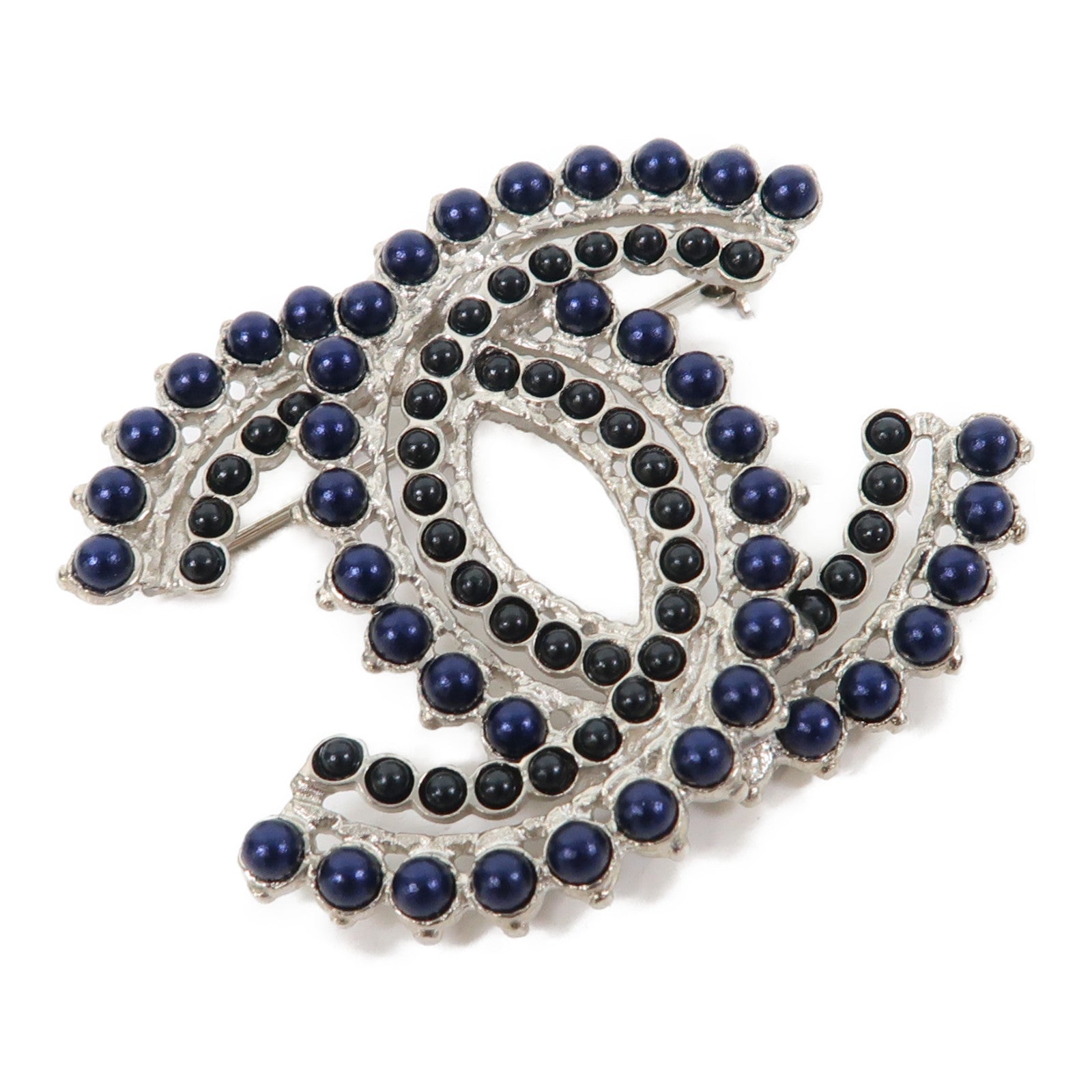 CHANEL 金屬Brooch胸針藍色/黑色