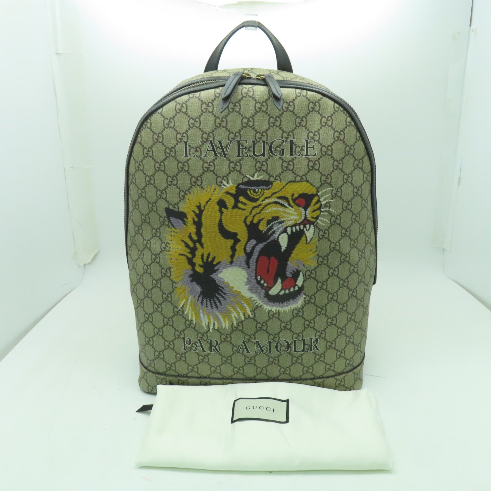 GUCCI 【激減優惠】塗層帆布Backpack金扣背包棕色