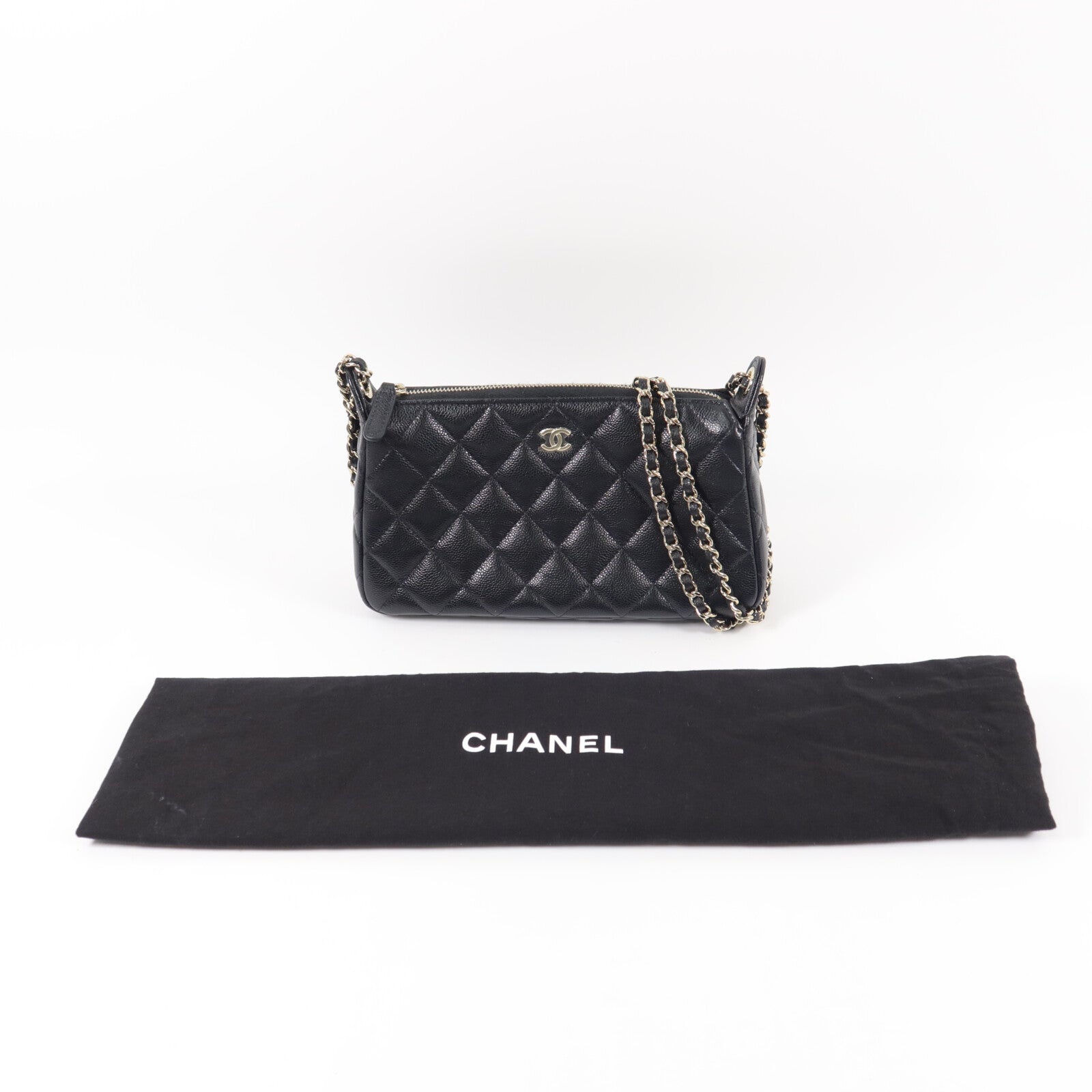 CHANEL 牛皮皮革Clutch With Chain鏈帶肩背袋