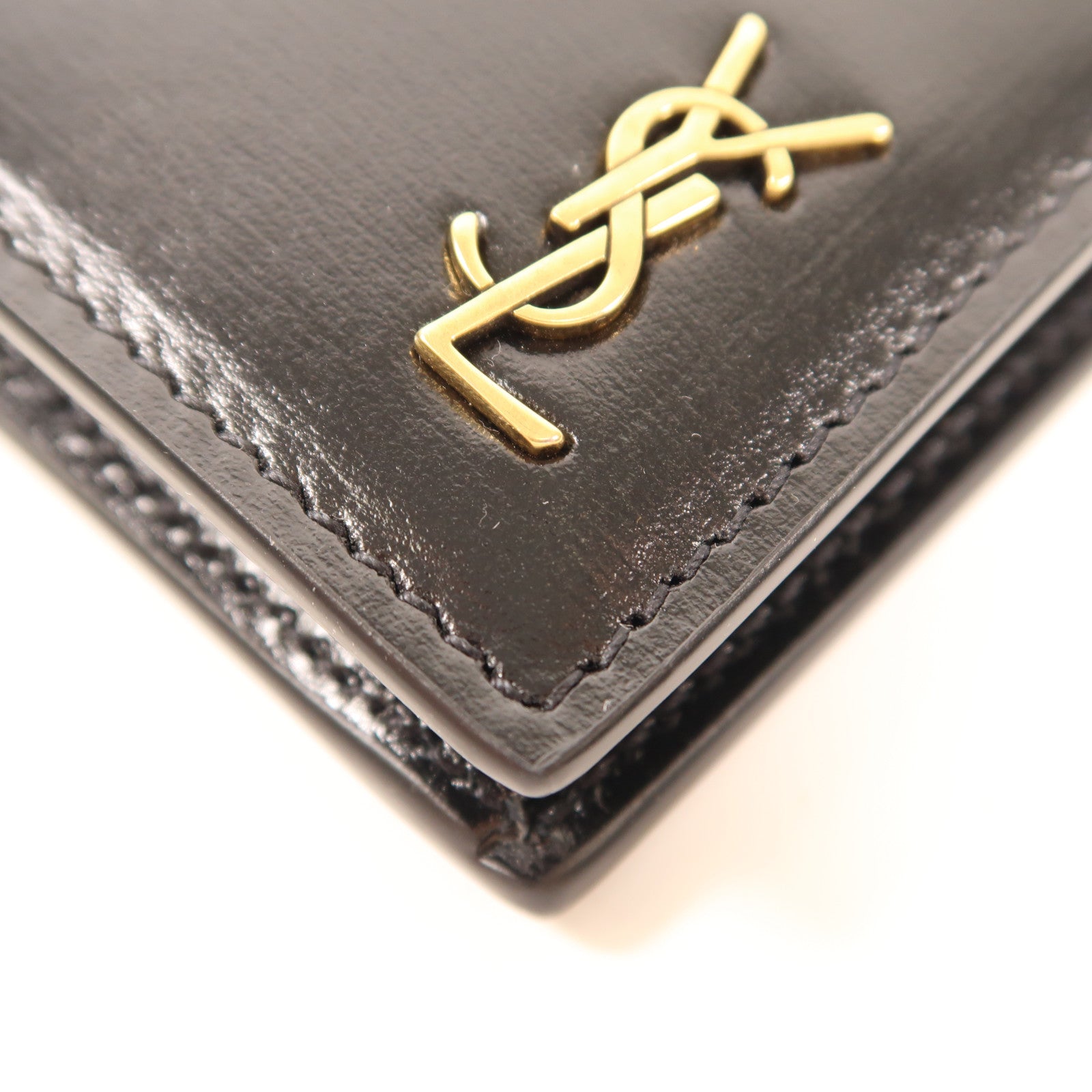 SAINT LAURENT 牛皮皮革Tiny Monogram East West Half Wallet金扣錢包