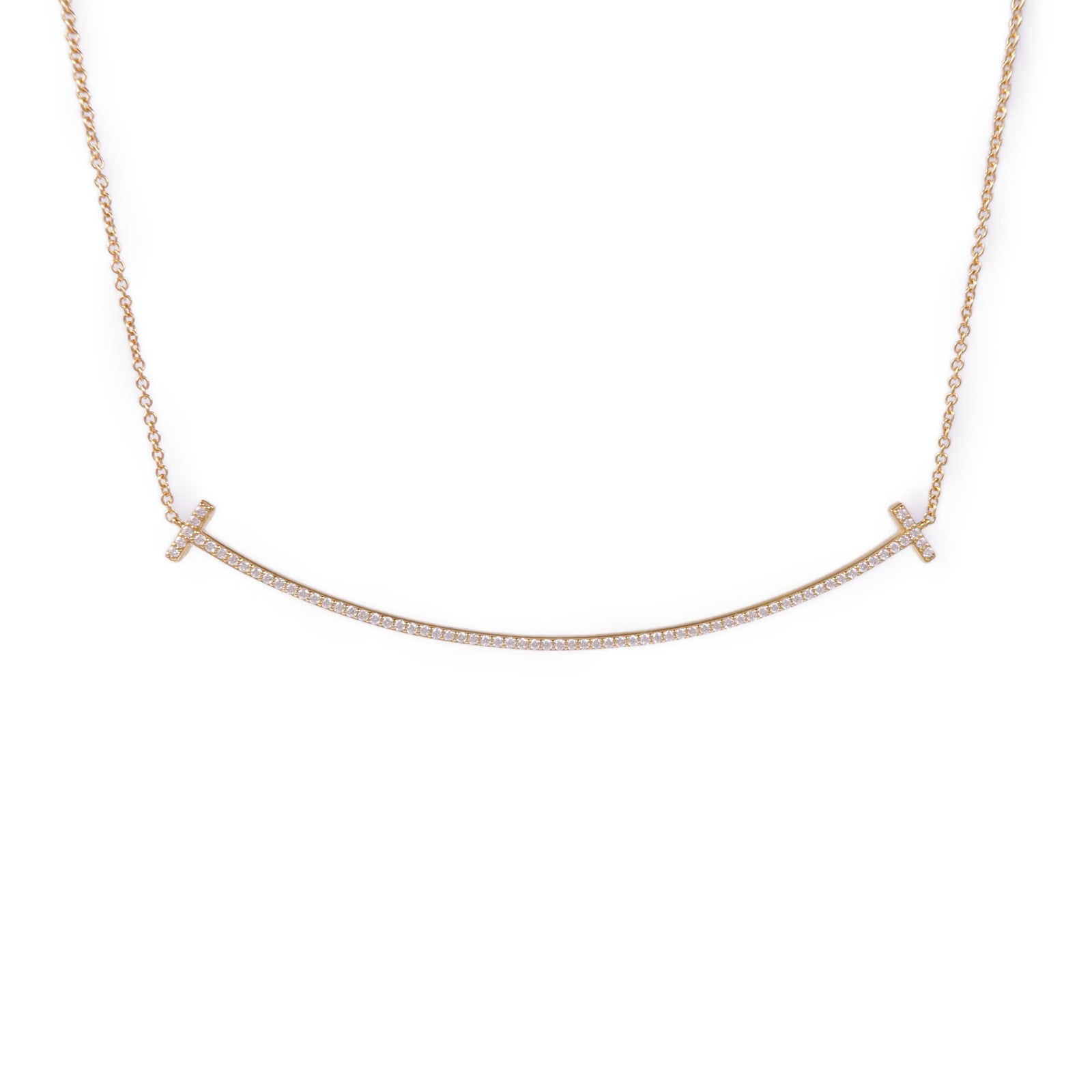 TIFFANY＆CO 18K黃金T Smile Diamond鑽石項鍊
