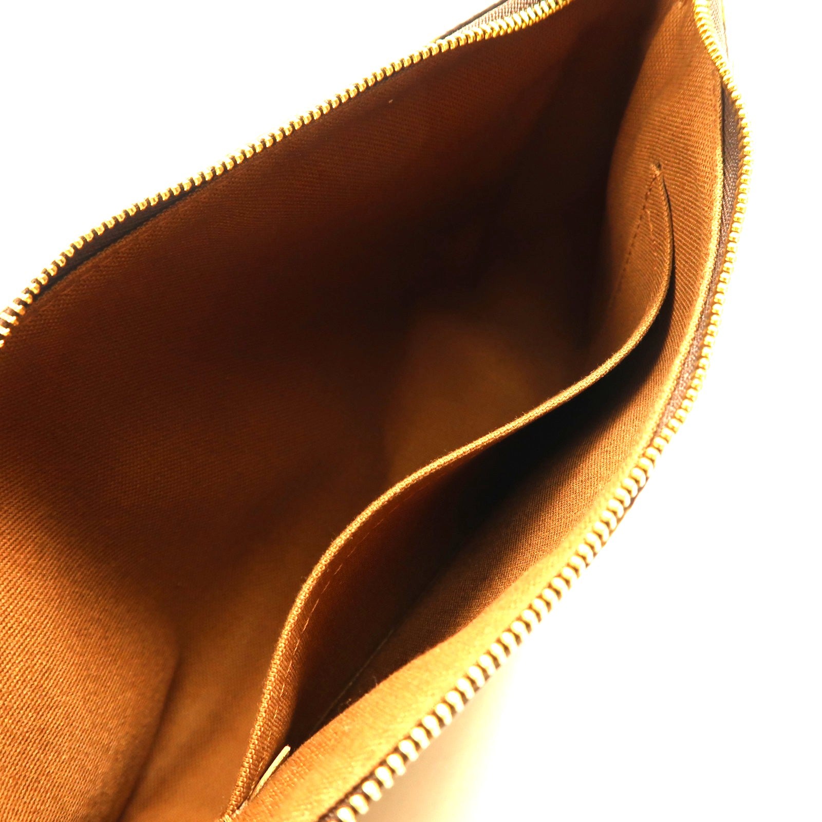 LOUIS VUITTON Monogram Pochette Accessoires金扣手拿包棕色