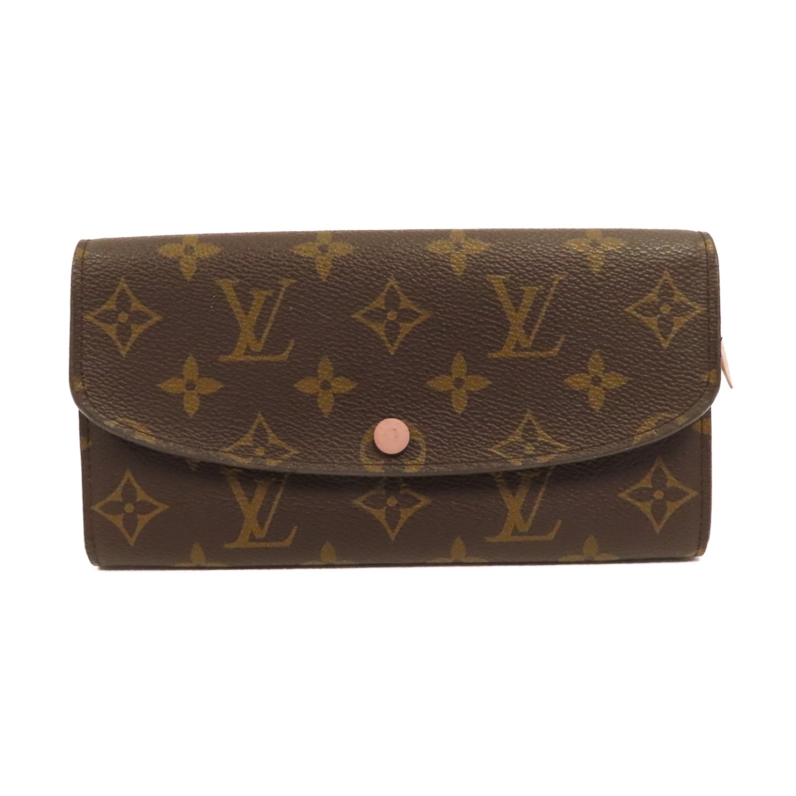 LOUIS VUITTON Monogram Emilie Wallet金扣長錢包啡色/粉紅色