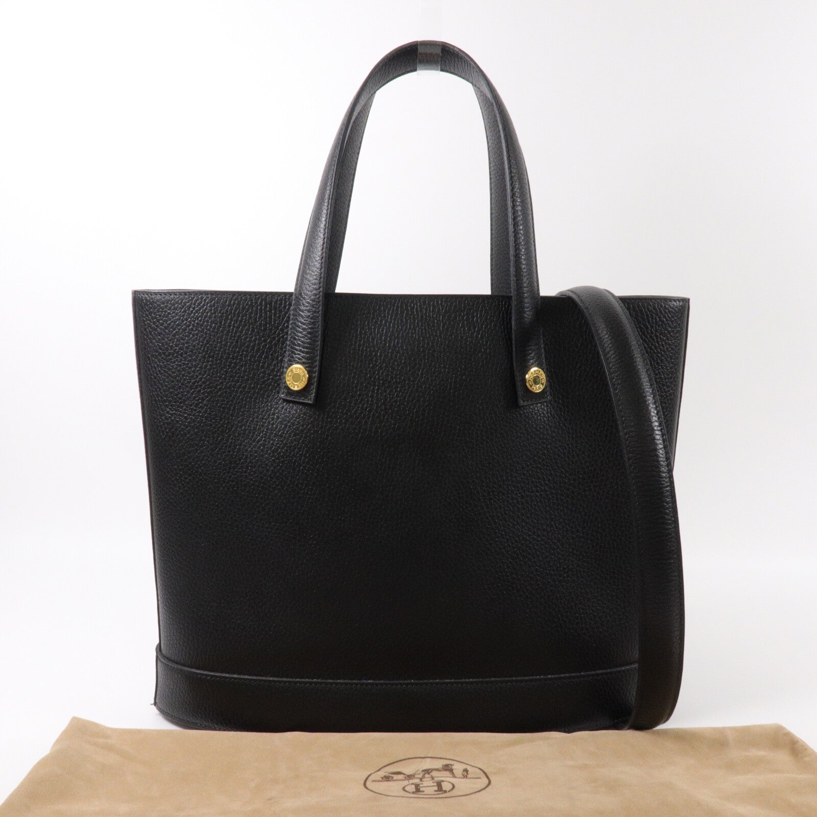 HERMES Fjord皮革Sorbonne Tote手挽袋Noir