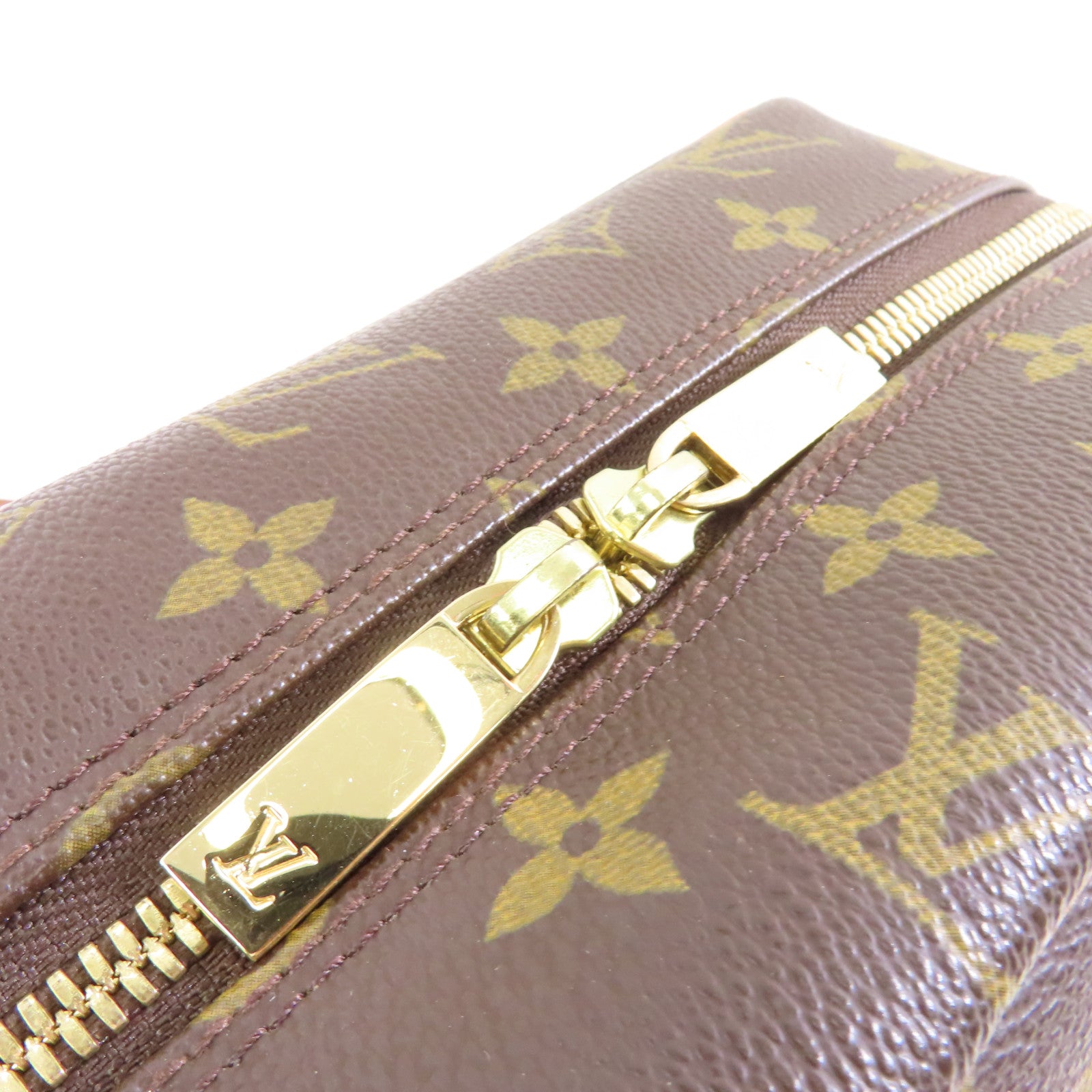LOUIS VUITTON Monogram Cite MM金扣肩背袋棕色