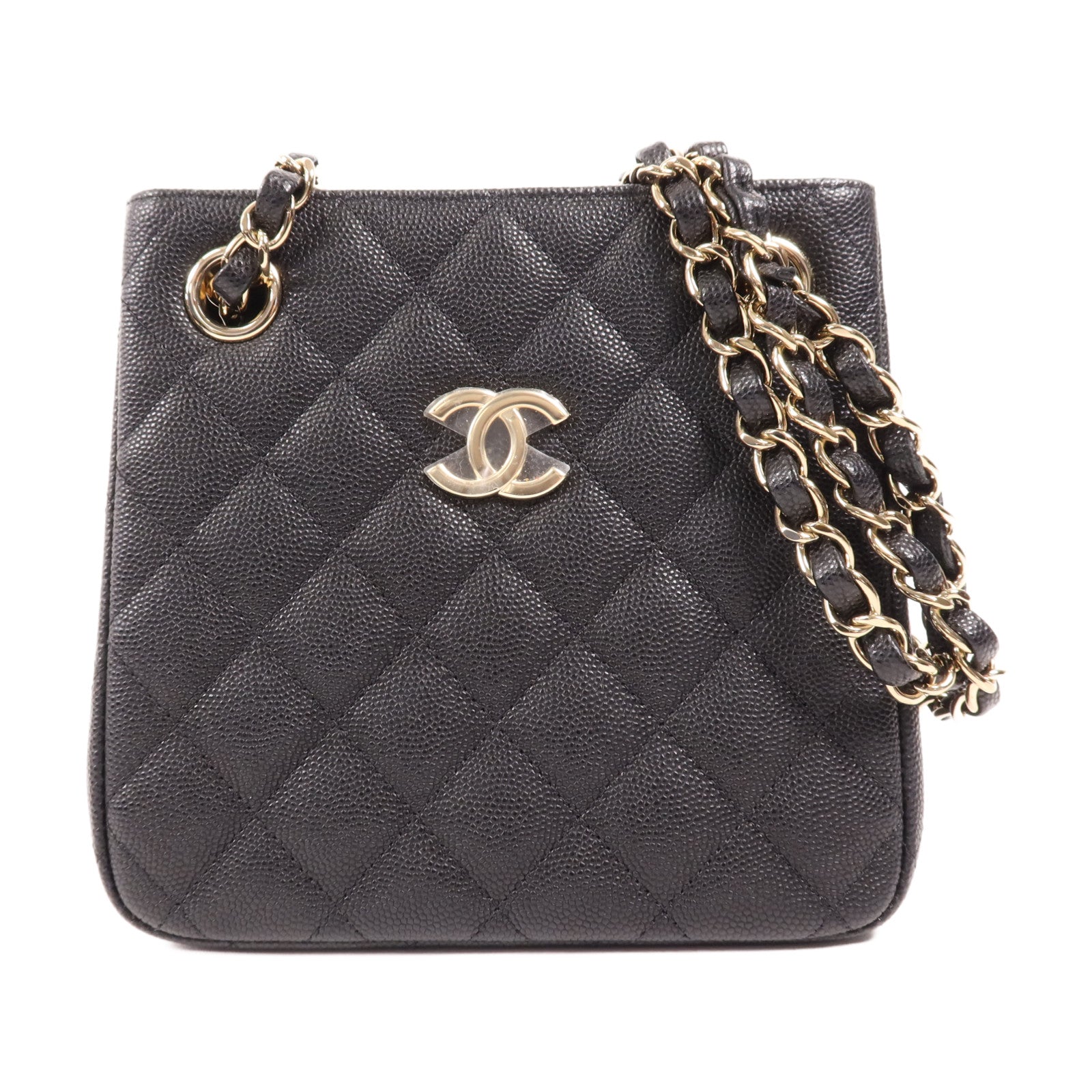 CHANEL 牛皮皮革Seasonal Mini Tote金扣鏈帶肩背袋