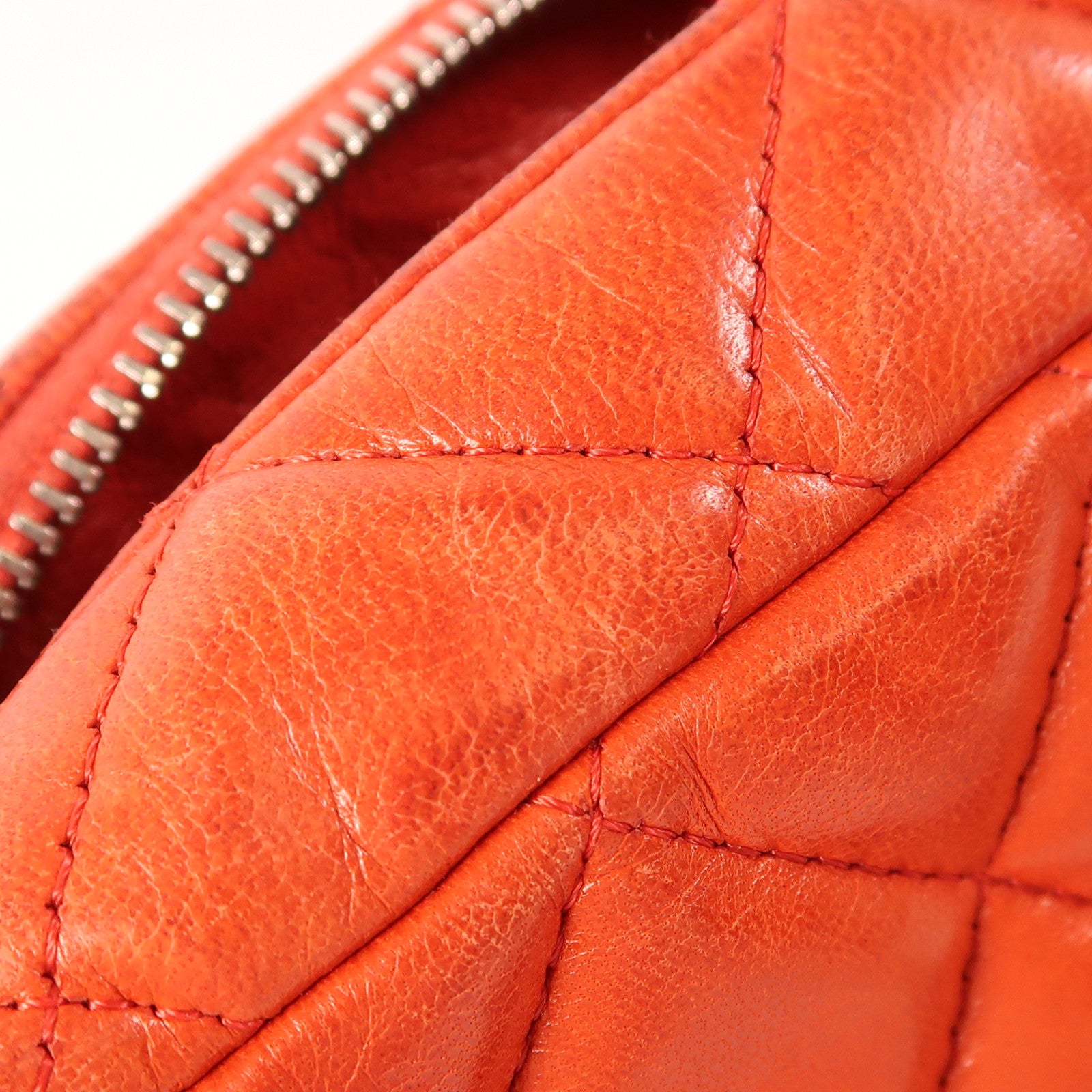 CHANEL CC SHW Chain Shoulder Bag Lambskin Leather Red