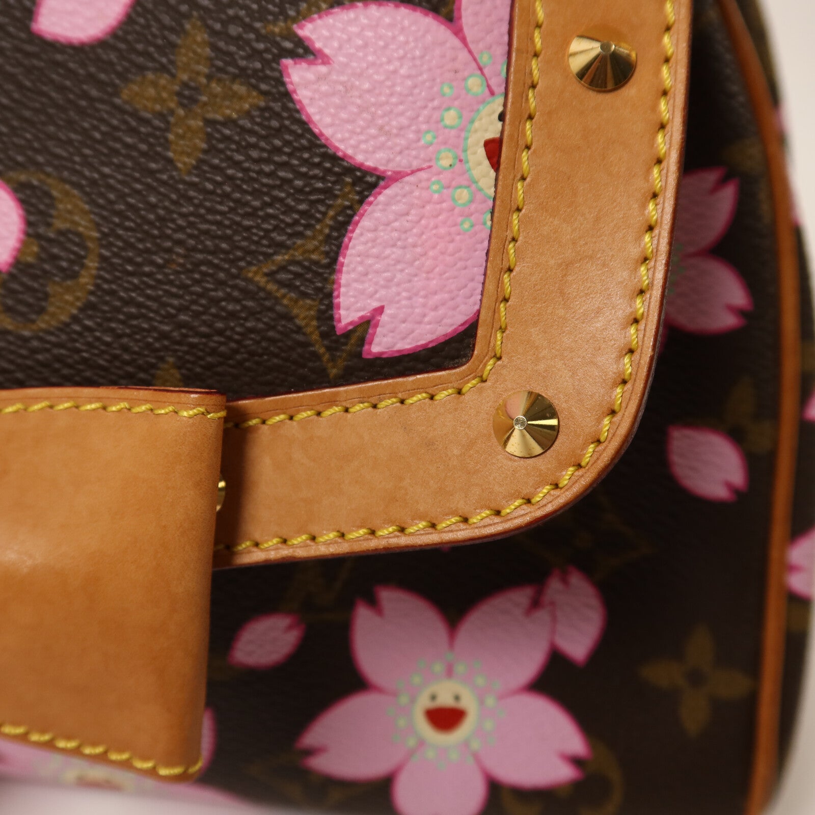 LOUIS VUITTON Monogram LV x TM Cherry Blossom Sac Retro PM金扣手挽袋