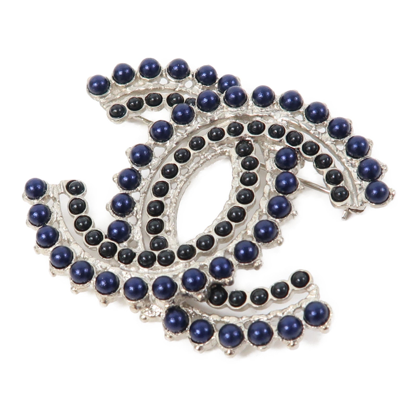 CHANEL 金屬Brooch胸針藍色/黑色