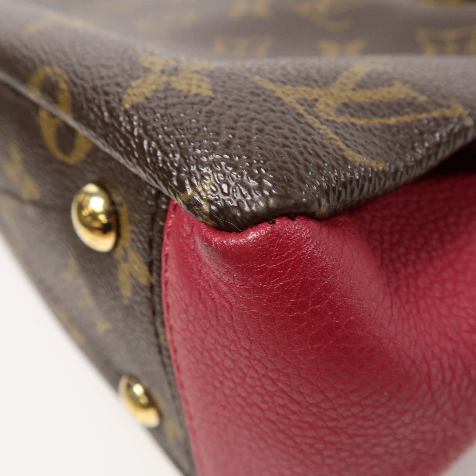 LOUIS VUITTON Monogram Pallas BB金扣手挽肩背兩用袋啡色/紅色