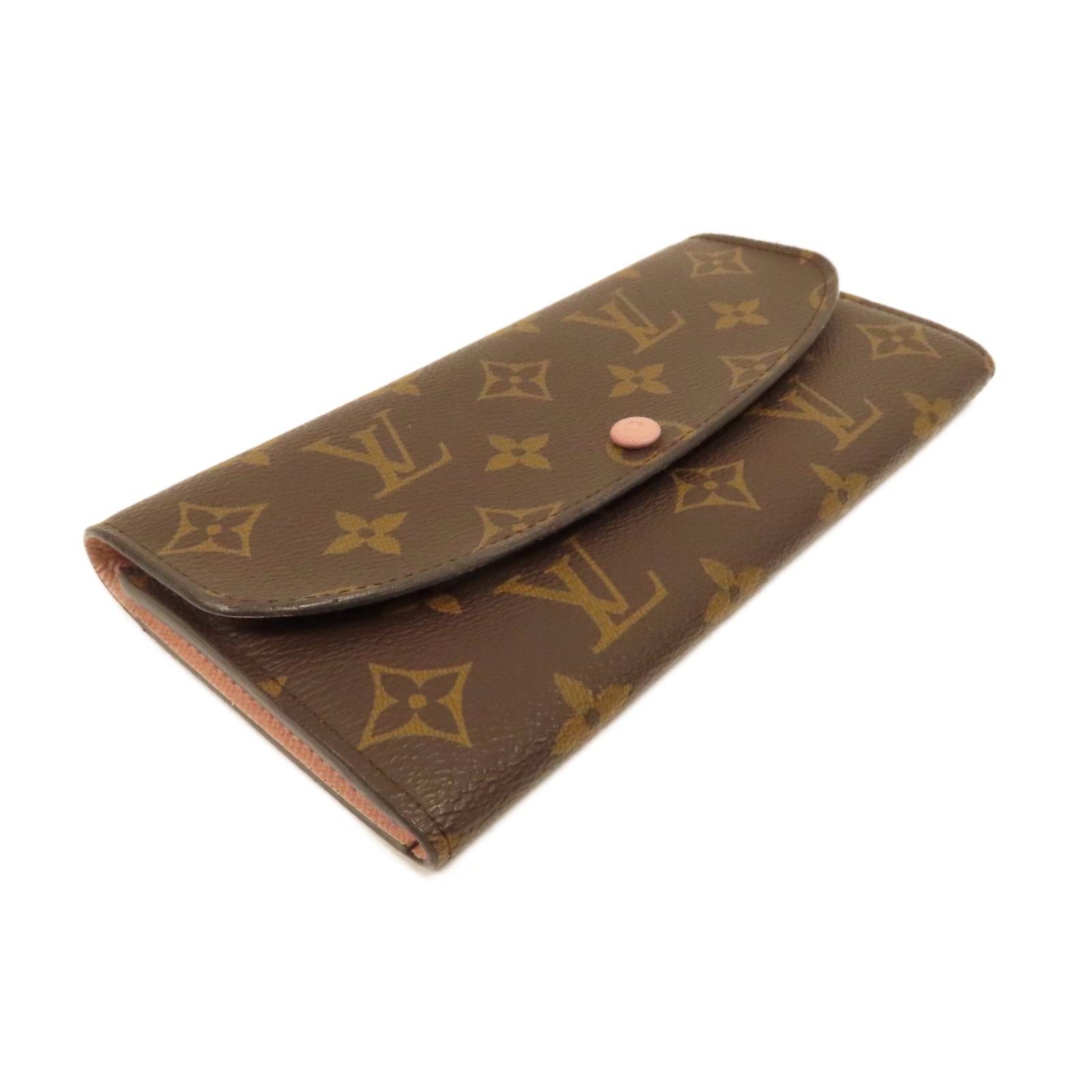 LOUIS VUITTON Monogram Emilie Wallet金扣長錢包啡色/粉紅色