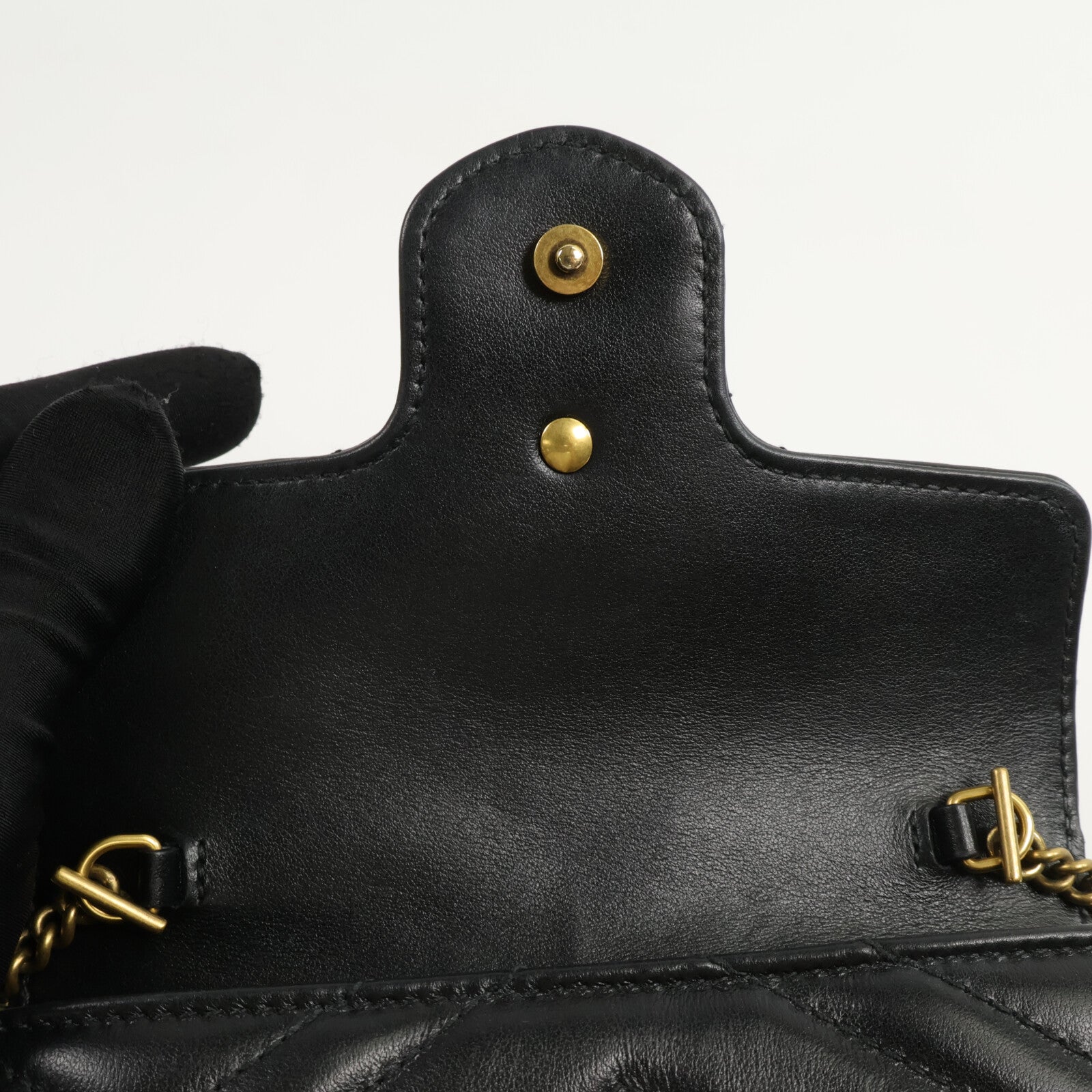 GUCCI 牛皮皮革Mini GG Marmont Shouler Bag鏈帶肩背袋