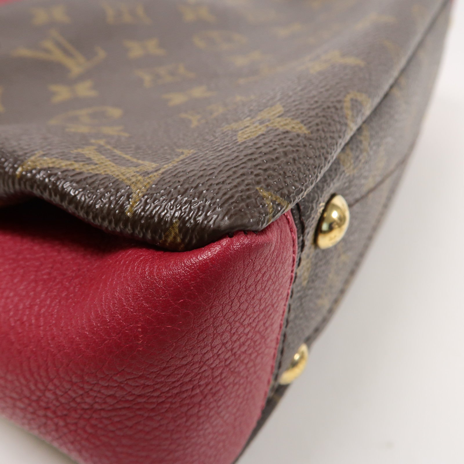 LOUIS VUITTON Monogram Pallas BB金扣手挽肩背兩用袋啡色/紅色