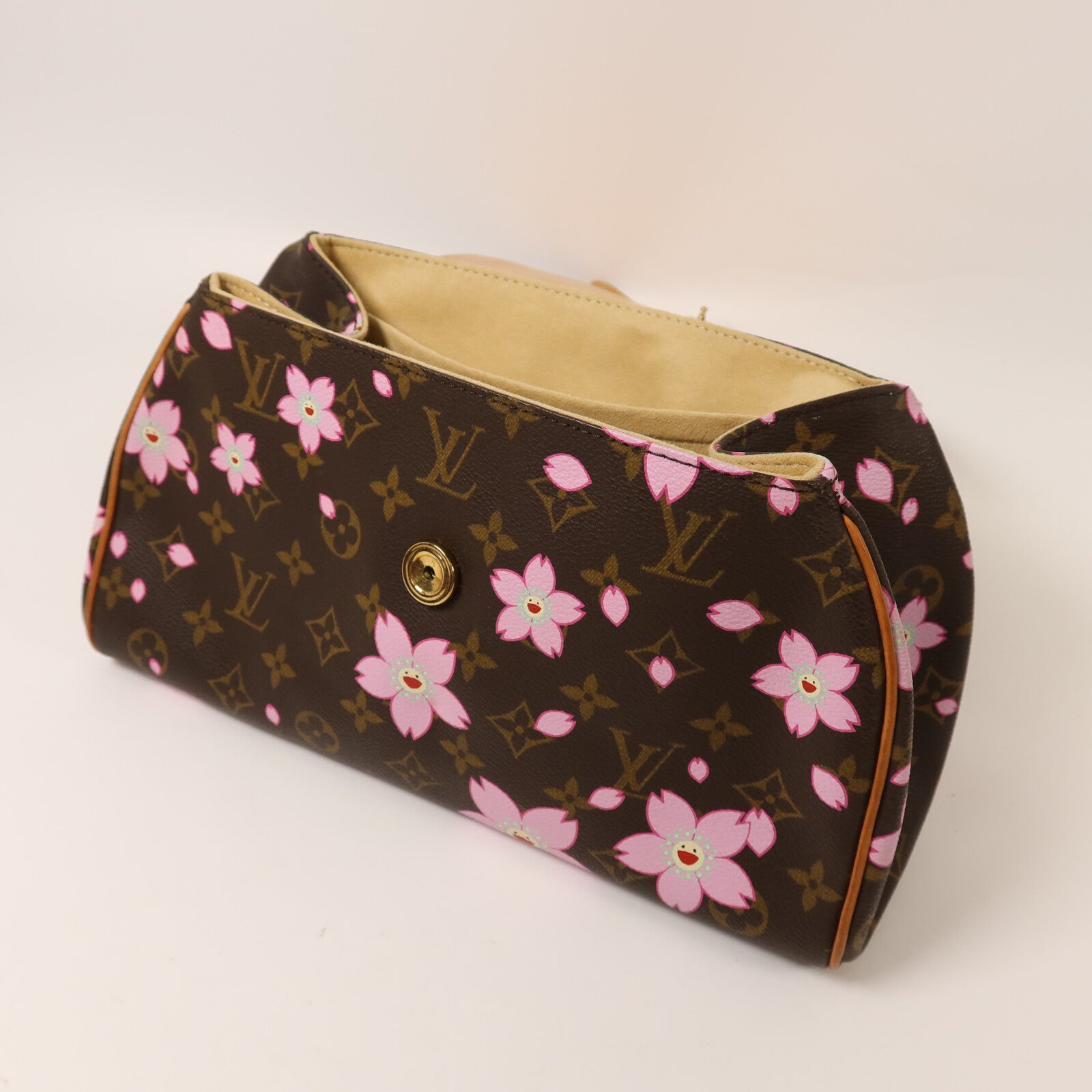 LOUIS VUITTON Monogram LV x TM Cherry Blossom Sac Retro PM金扣手挽袋