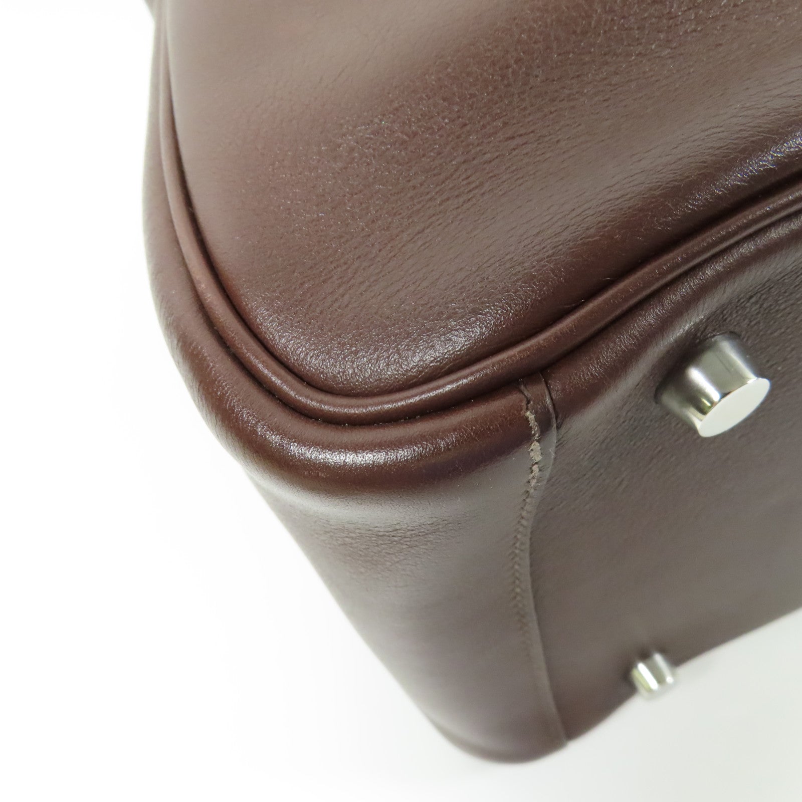 HERMES Swift皮革Lindy 30銀扣手挽肩背兩用袋Brown