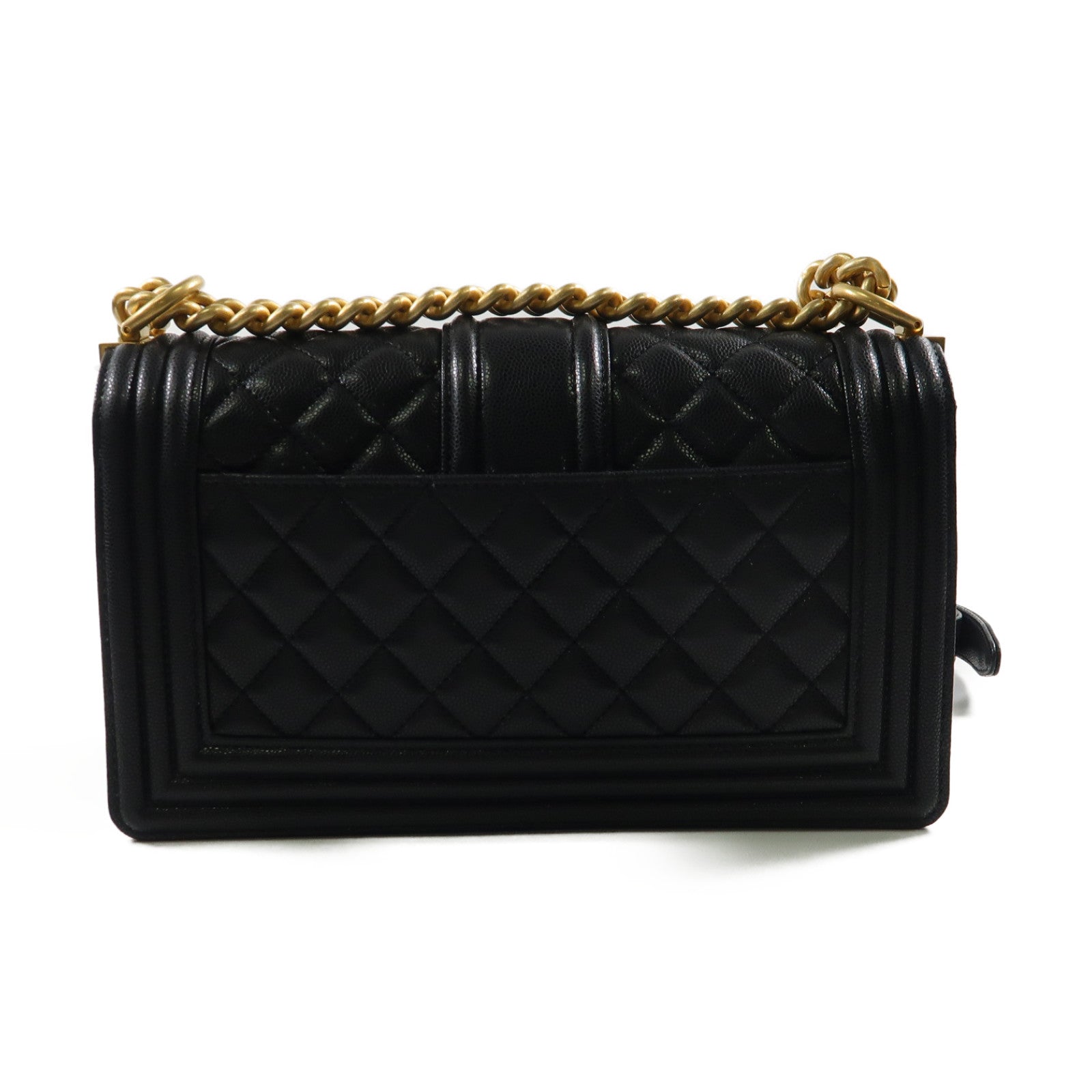 CHANEL 【激減優惠】菱格牛皮皮革Boy 25金扣鏈帶肩背袋黑色