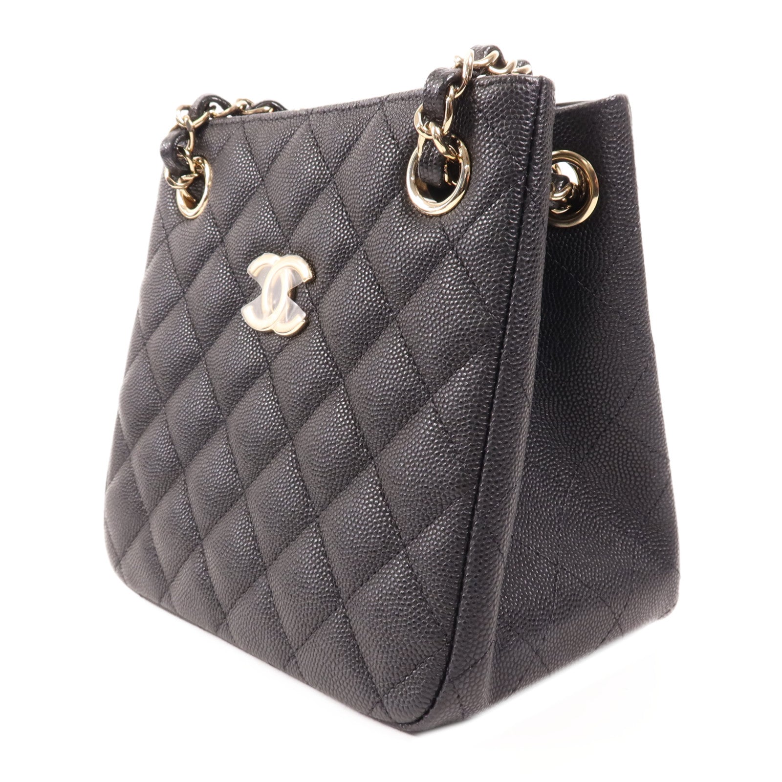 CHANEL 牛皮皮革Seasonal Mini Tote金扣鏈帶肩背袋