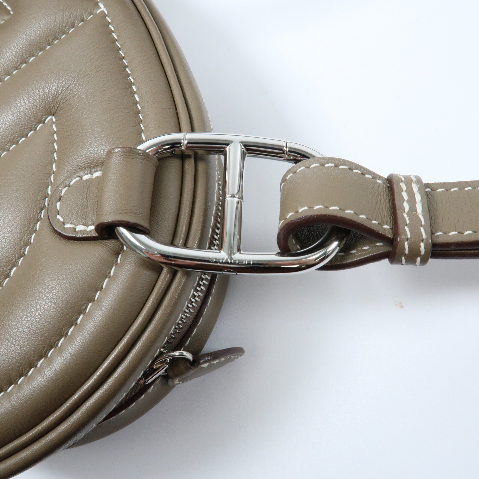 HERMES Swift皮革In The Loop Belt Bag銀扣肩背袋Etoupe