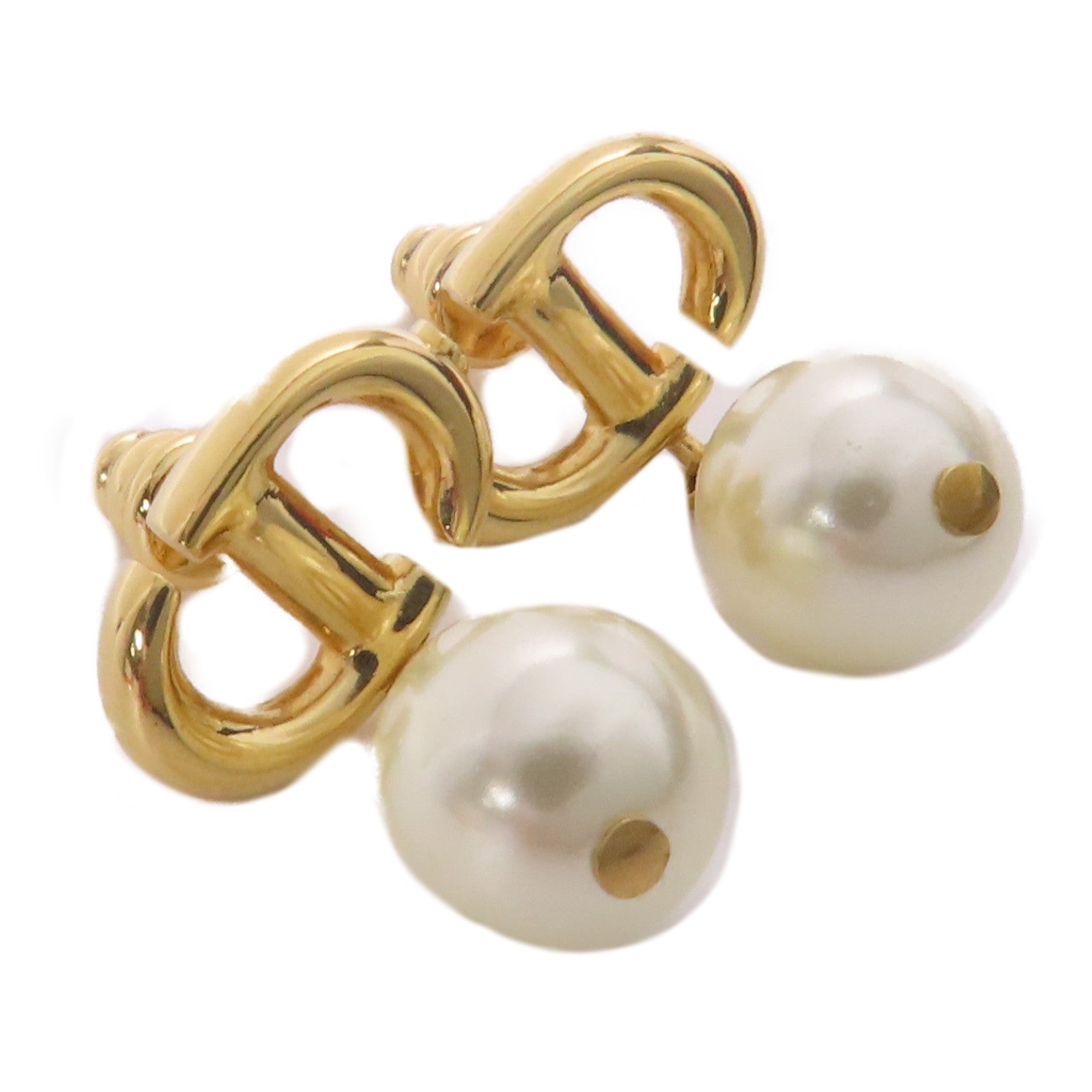 CHRISTIAN DIOR CD Earrings Metal White/Gold