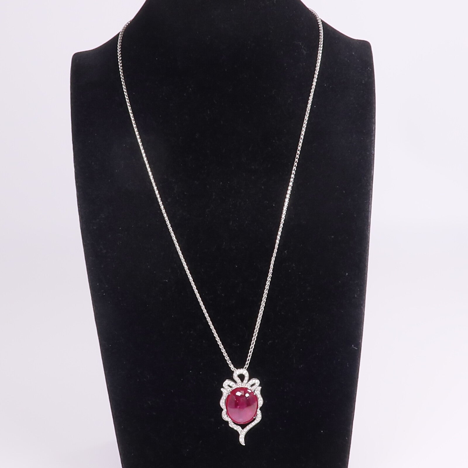JEWELRY 18K白金Ruby Diamond Necklace紅寶石/鑽石項鍊